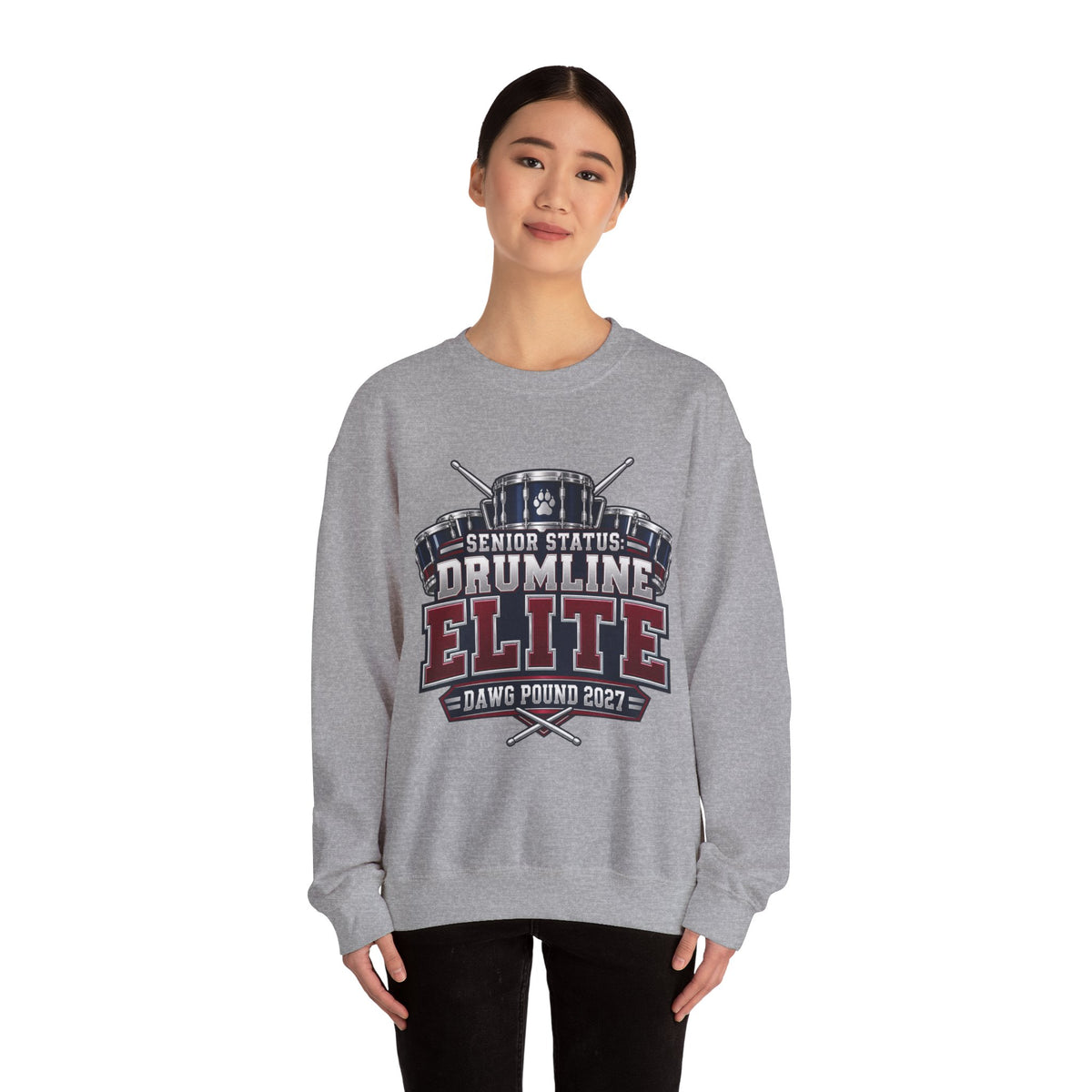 Drumline Elite Crewneck Sweatshirt — "Senior Status" Dawg Pound 2027