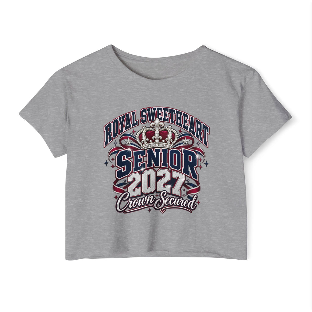 Senior 2027 Crown Sealed Crop Top – Royal Sweetheart Graduation Tee