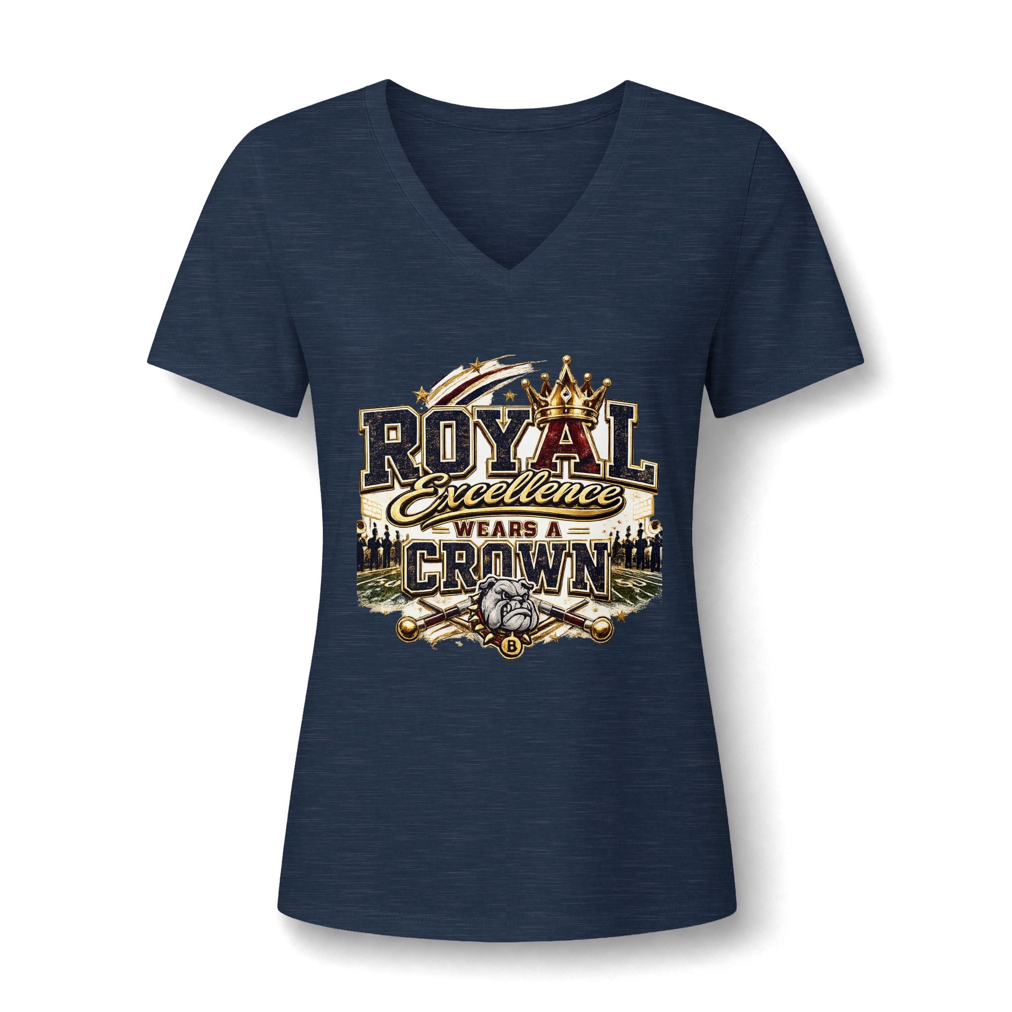 Women's 'Royal Excellence Wears a Crown' V-Neck Tee