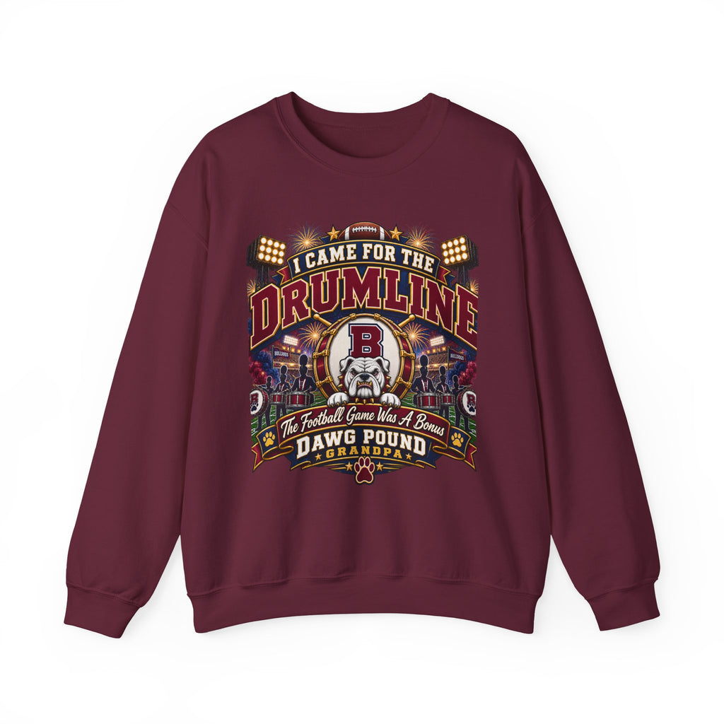 Drumline Crewneck Sweatshirt – "I Came for the Drumline" Football Game Fan Pullover
