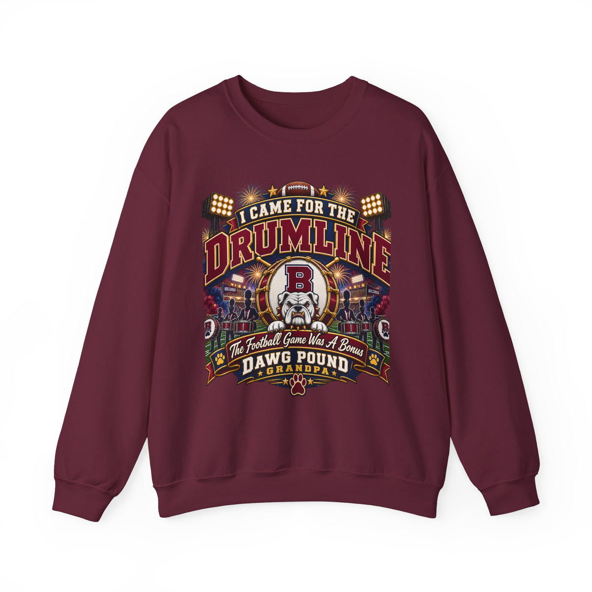 Drumline Crewneck Sweatshirt – "I Came for the Drumline" Football Game Fan Pullover