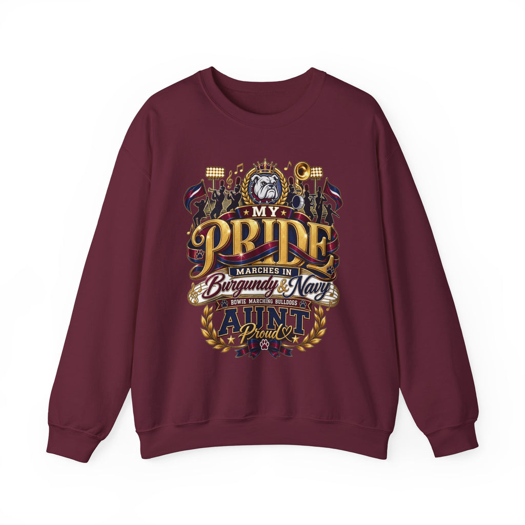Band Mom Pride Crewneck Sweatshirt — "My Pride Marches in Burgundy & Navy"