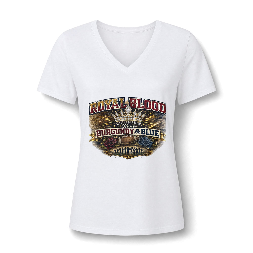 Royal Blood Burgundy & Blue Women's V-Neck Tee