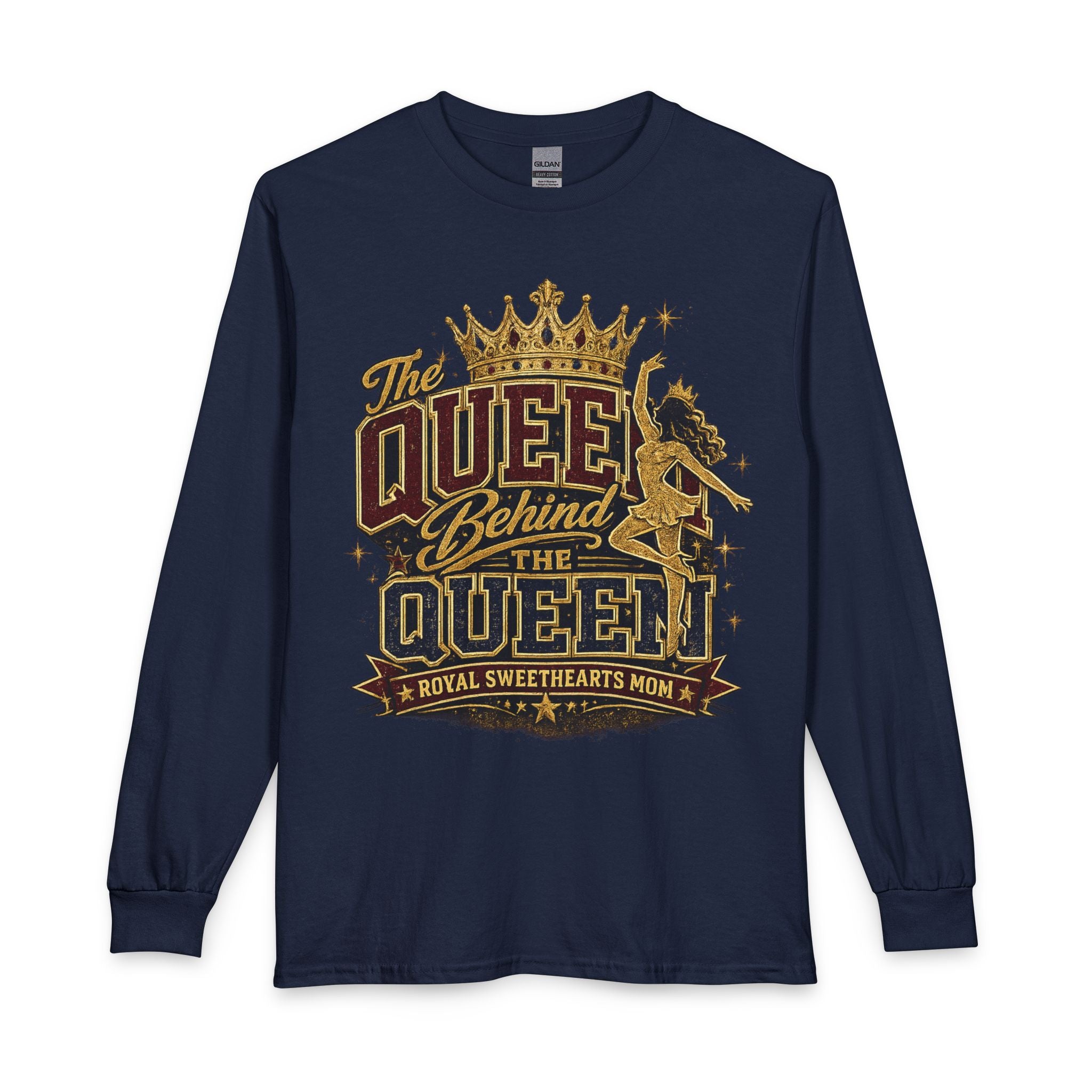 Long Sleeve T-Shirt — "The Queen Behind The Queen" Gold Crown Graphic