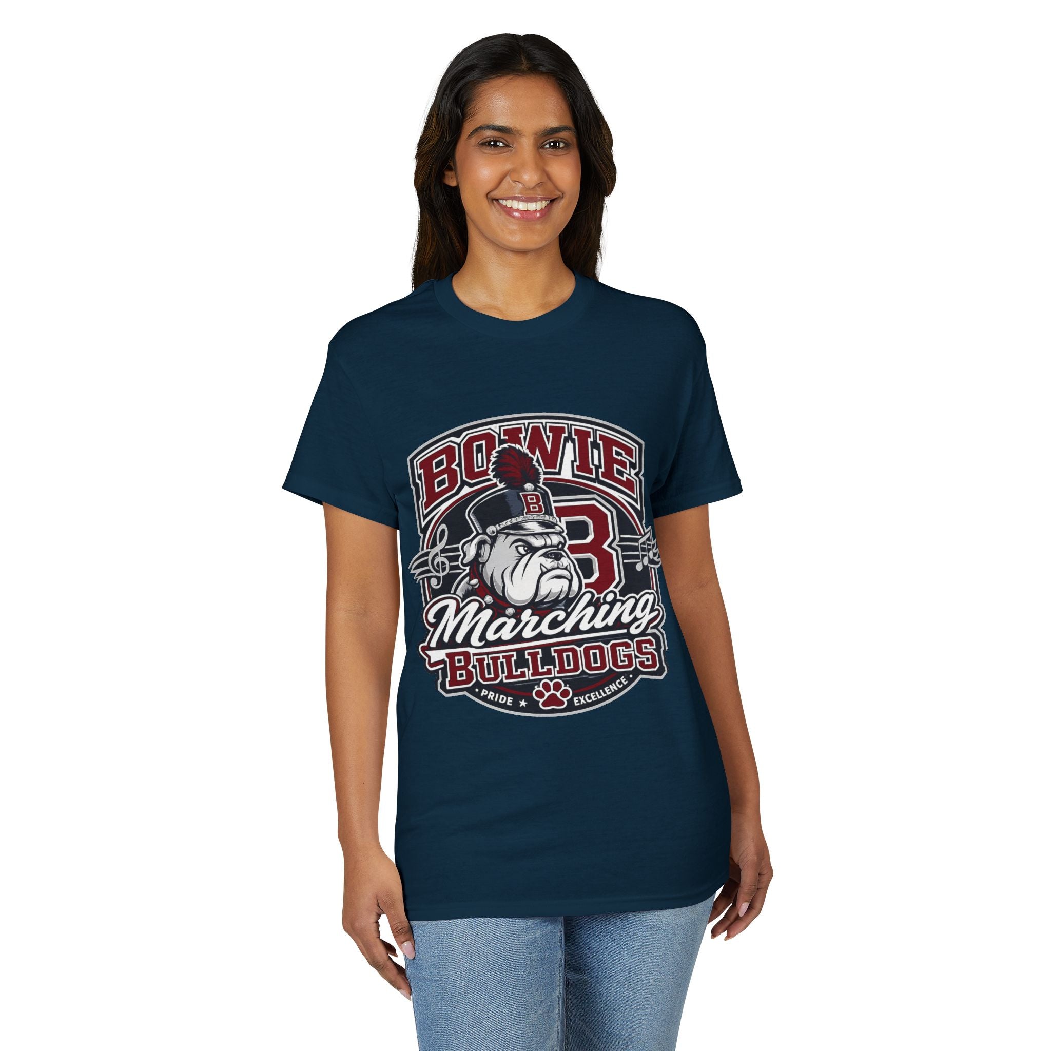 Bowie Bulldogs Marching Band T-Shirt — Mascot Bulldog Drum Major Design