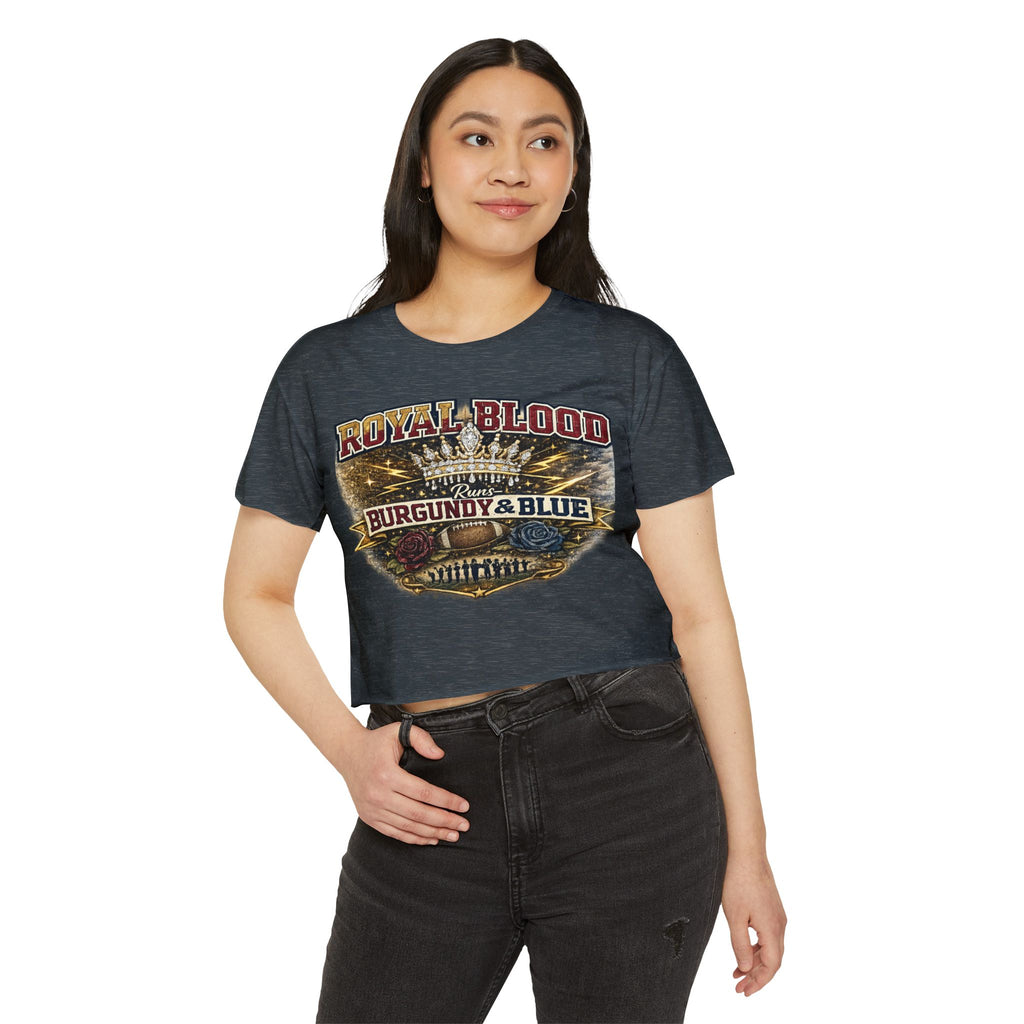 Royal Blood Burgundy & Blue Crop Top — Women's Festival Graphic Tee