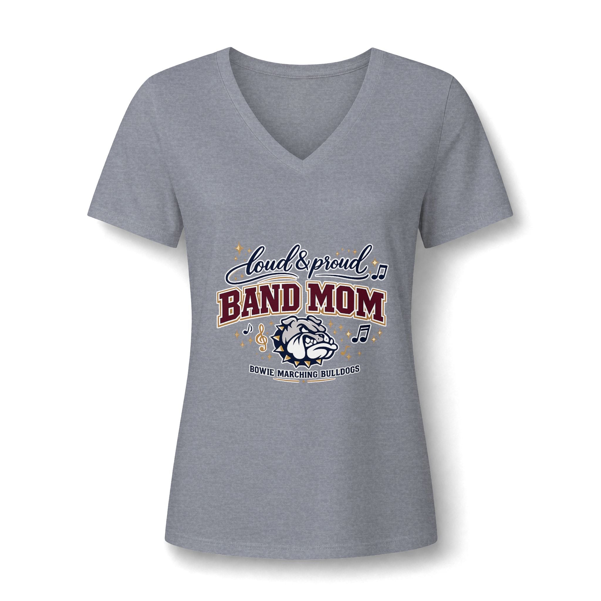 Bowie Bulldogs Band Mom V-Neck T-Shirt