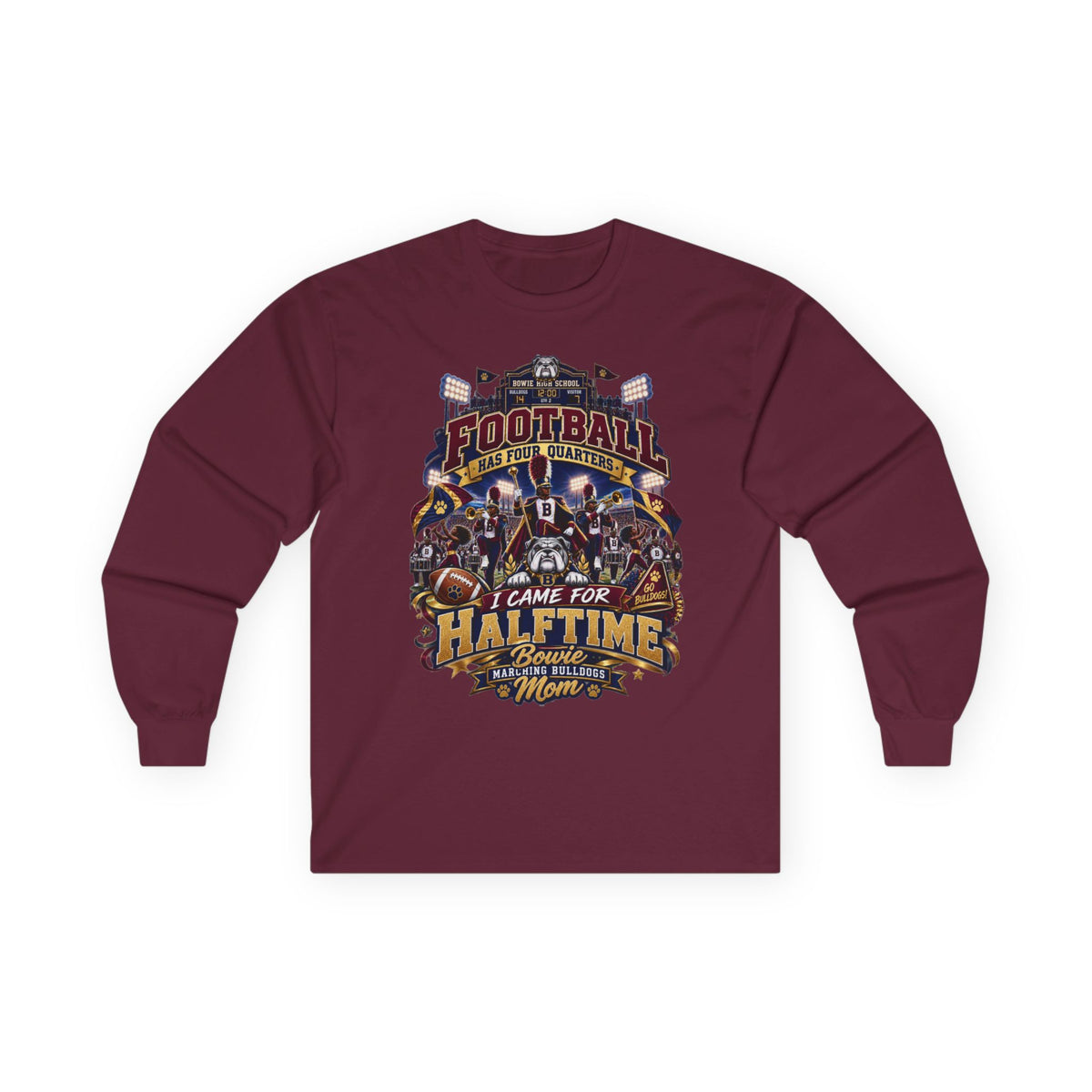 Football Dad Long Sleeve Tee — "I Came for Halftime, Stayed for Mom" Vintage Game Day Shirt