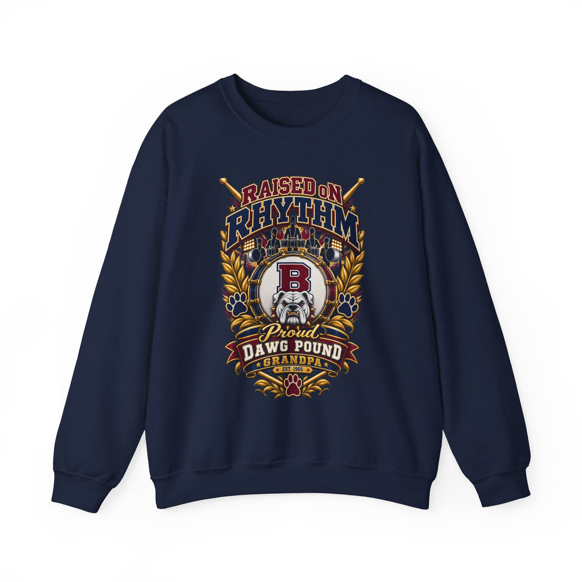 Raised on Rhythm Dawg Pound Sweatshirt – Proud Grandpa Bulldogs Crewneck