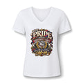 Bulldog Mom V-Neck Tee — My Pride Wears Burgundy & Navy Graphic Shirt