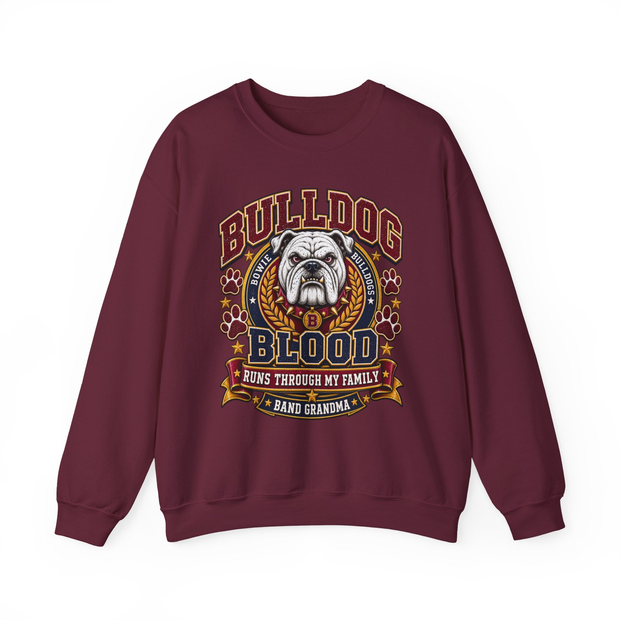 Bulldog Blood Crewneck Sweatshirt — Band Grandma Vintage Mascot Graphic