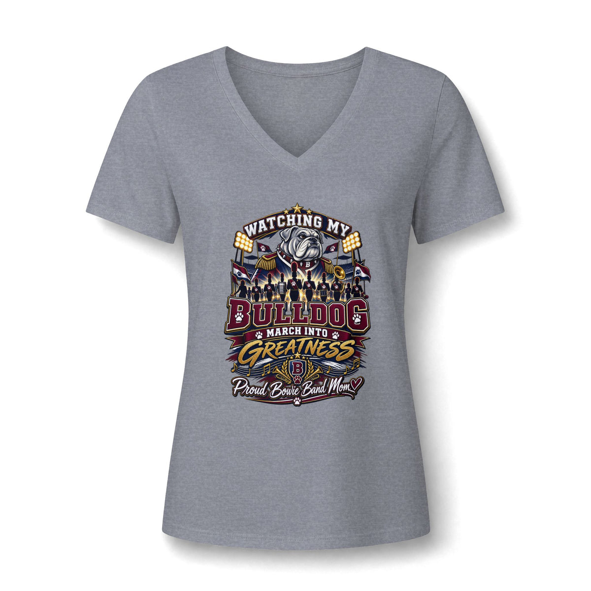 Bulldog Pride V-Neck Tee — "Watching My Bulldog Reach Its Greatness"