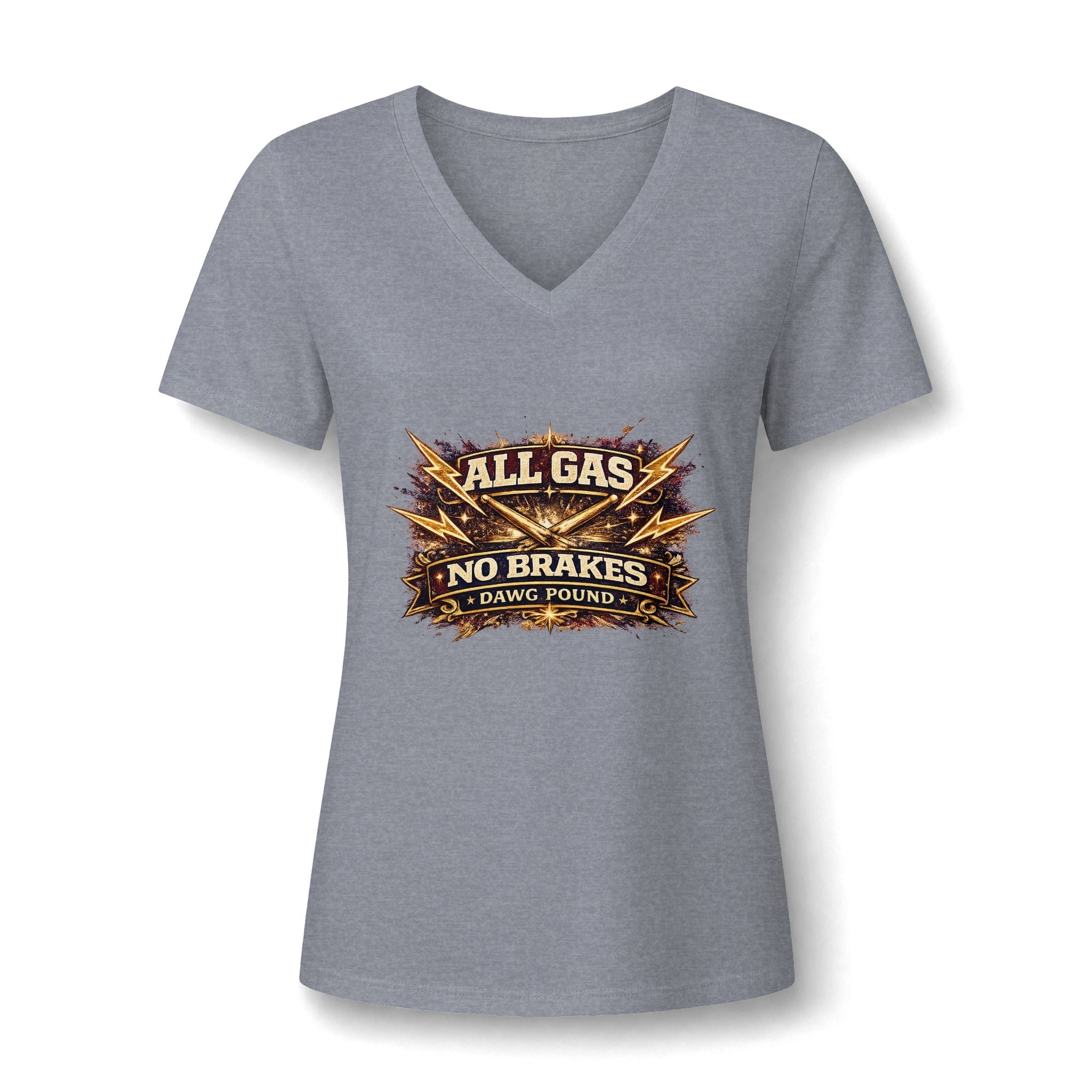 All Gas No Brakes Women's V-Neck Tee — Bold Racing Graphic Tee