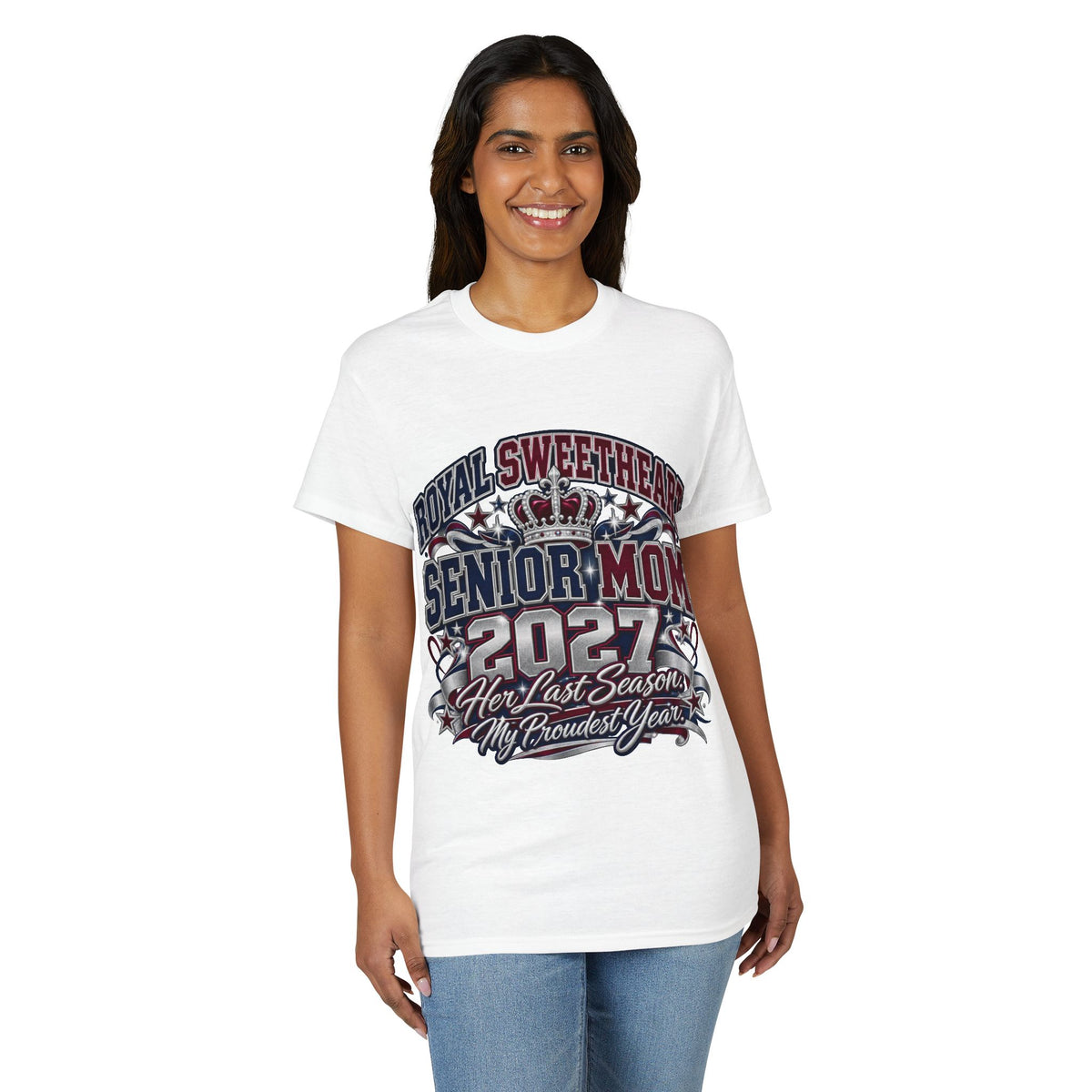 Senior Mom 2027 T-Shirt - "Royal Sweetheart" Proud Last Season Mom Tee