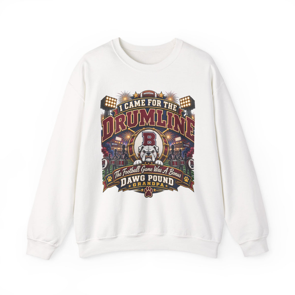 Drumline Crewneck Sweatshirt – "I Came for the Drumline" Football Game Fan Pullover