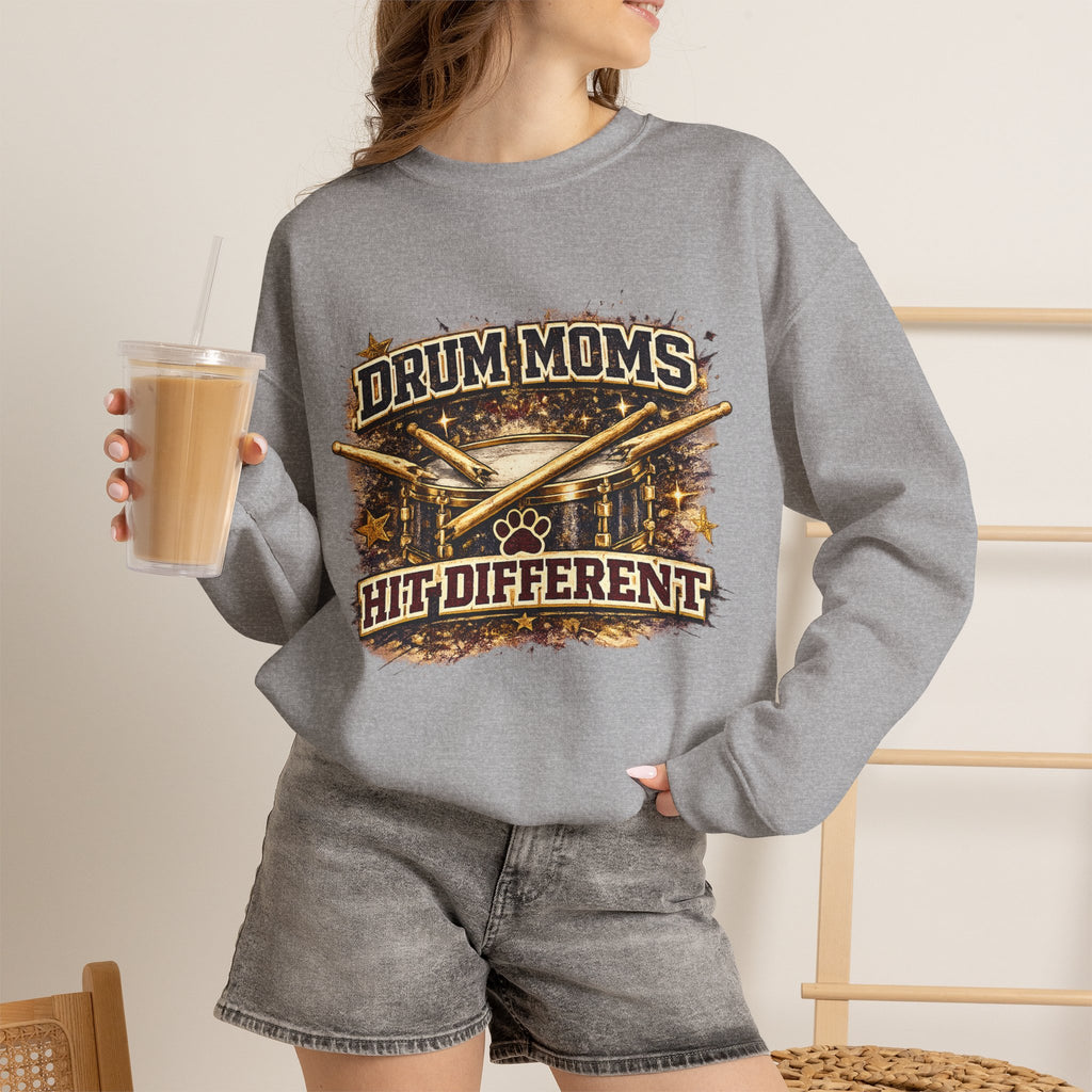 Drum Moms Crewneck Sweatshirt – "Drum Moms Hit Different" Graphic