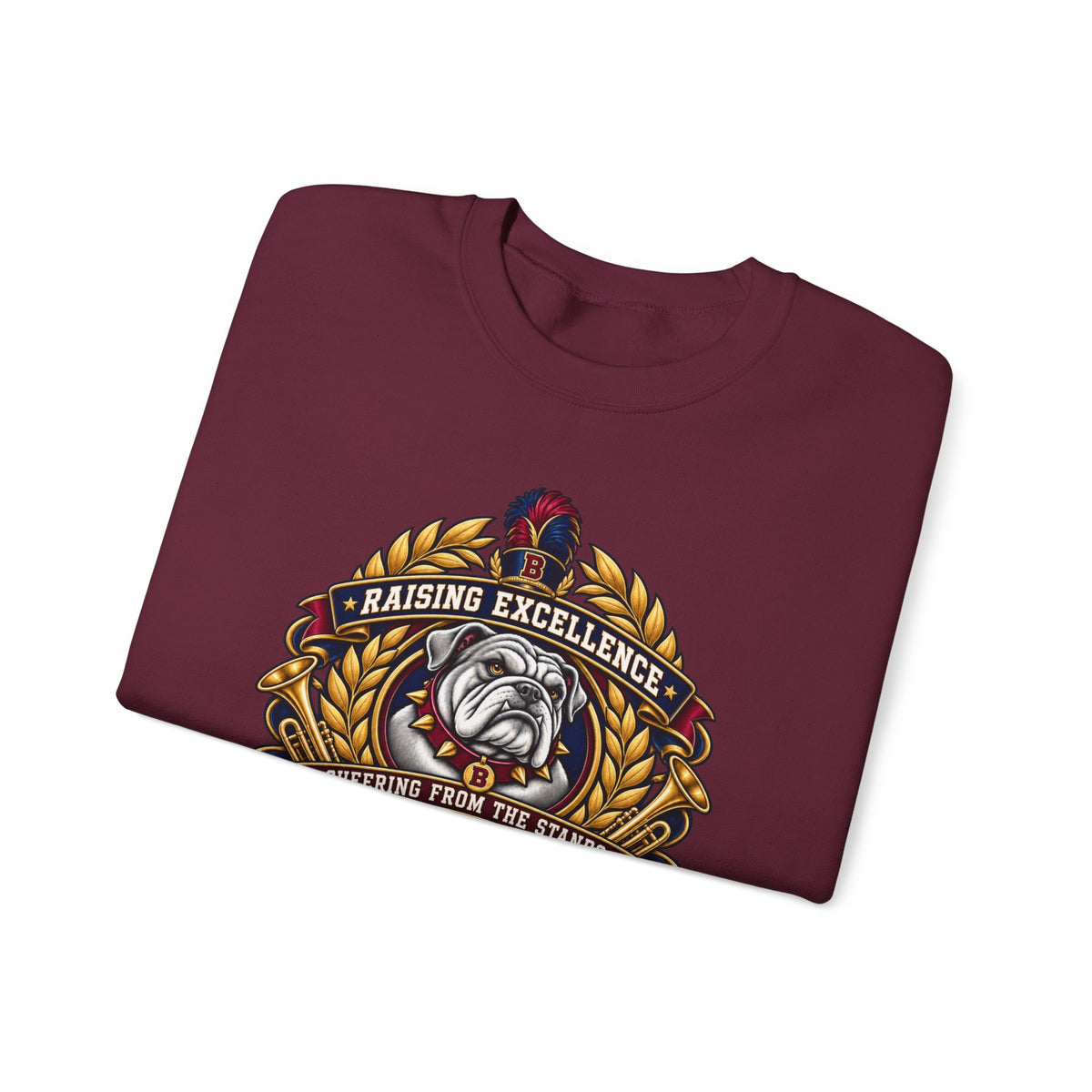 Bulldog Mom Crewneck Sweatshirt — "Raising Excellence" Vintage Crest