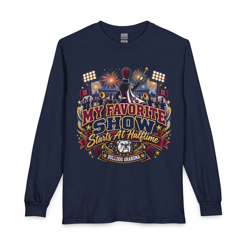 Halftime Show Fan Long Sleeve Tee — "My Favorite Show Starts at Halftime" Football Grandma Shirt