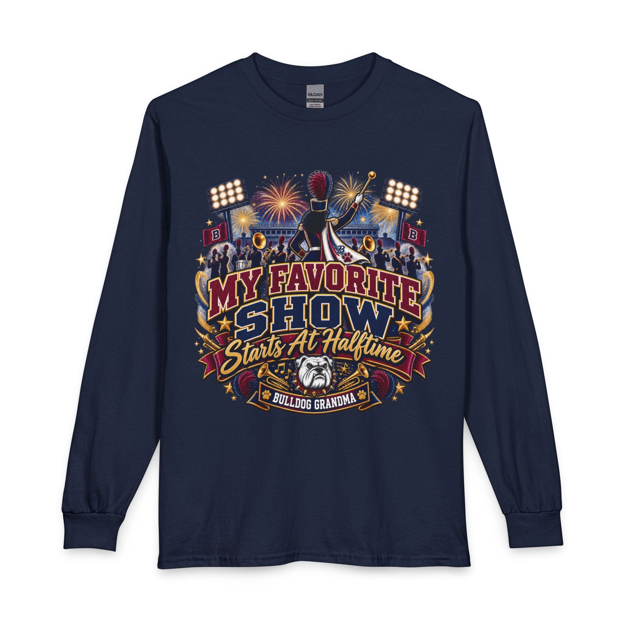 Halftime Show Fan Long Sleeve Tee — "My Favorite Show Starts at Halftime" Football Grandma Shirt
