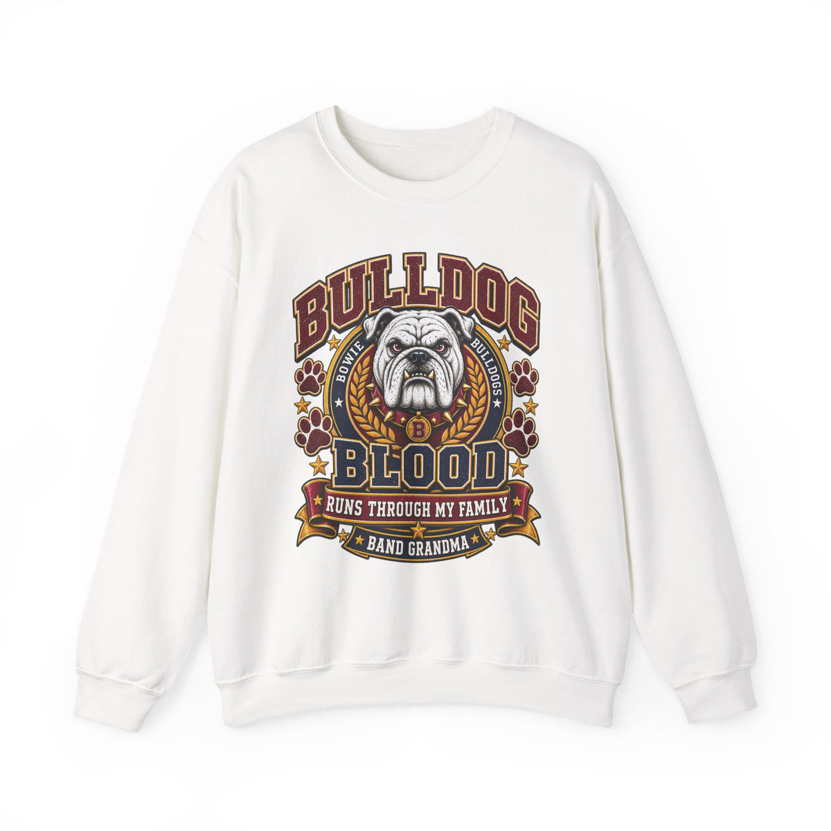 Bulldog Blood Crewneck Sweatshirt — Band Grandma Vintage Mascot Graphic