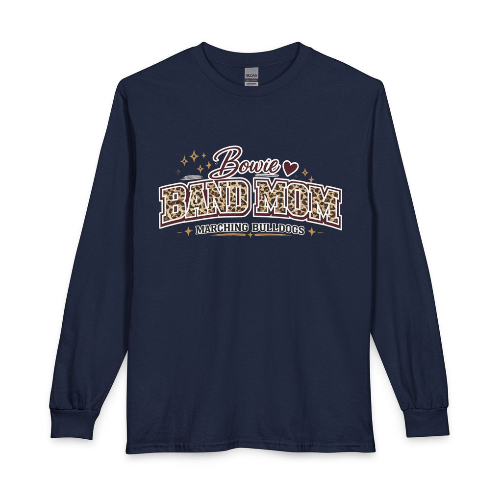 Bowie Band Mom Long Sleeve Shirt — Marching Bulldogs Leopard Print