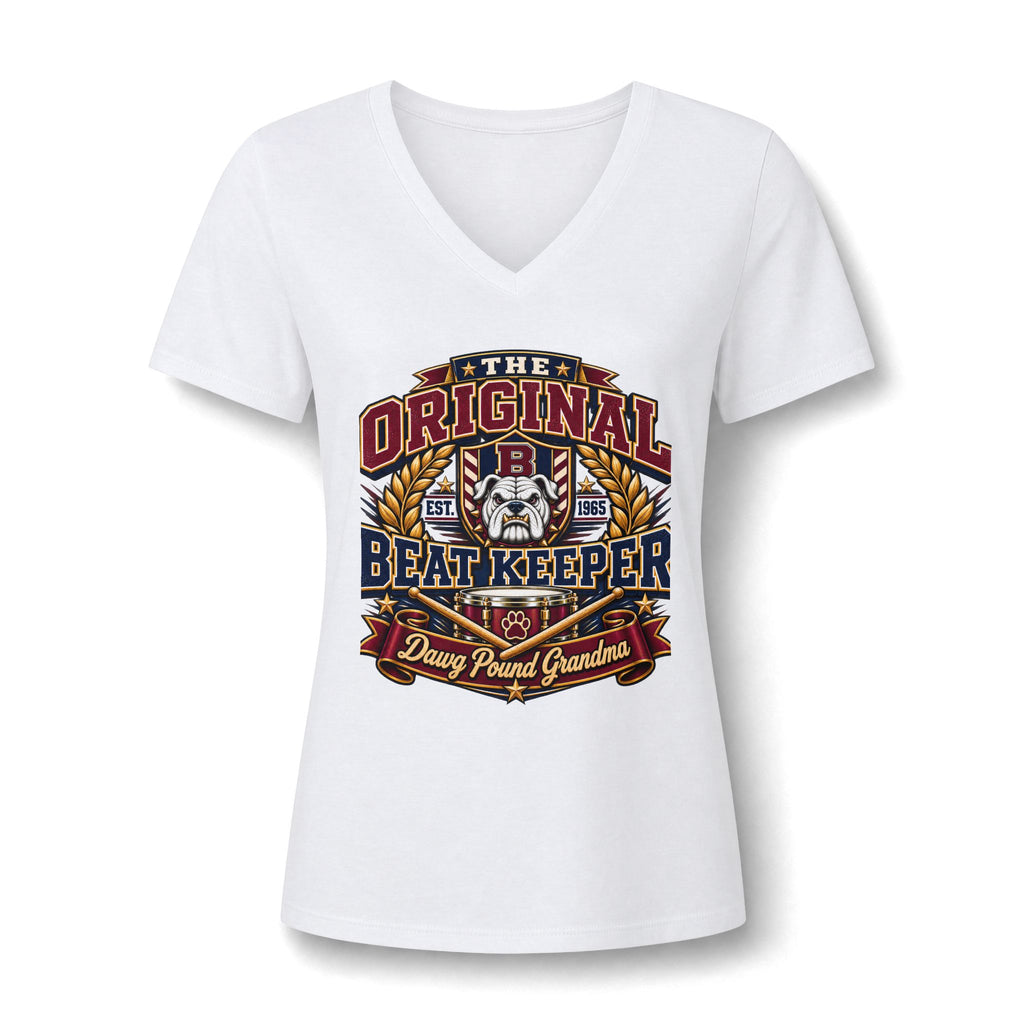 Beat Keeper Grandma V-Neck Tee — The Original Drum Pound Grandma Music Lover Shirt
