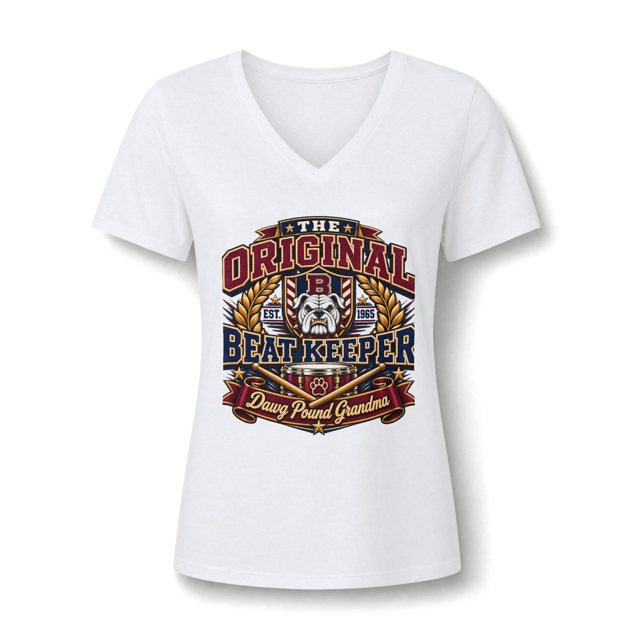 Beat Keeper Grandma V-Neck Tee — The Original Drum Pound Grandma Music Lover Shirt