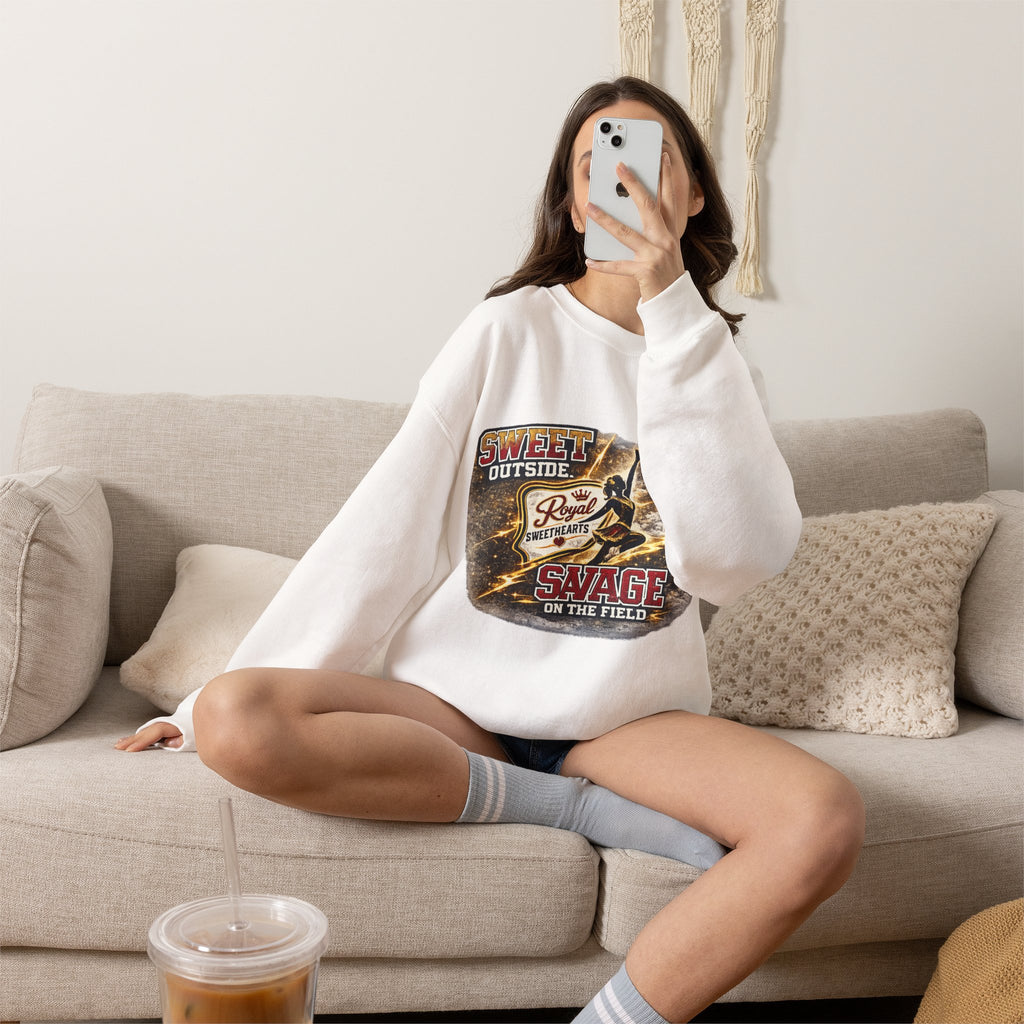 Football Player Graphic Sweatshirt — "Sweet Outside, Savage on the Field"