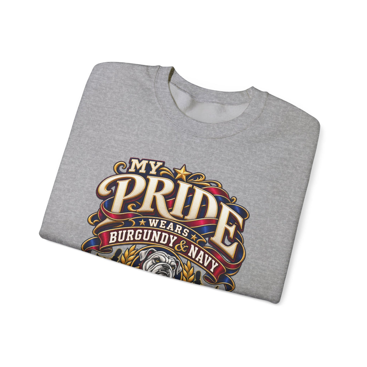 Bulldog Mom Pride Crewneck Sweatshirt – "My Pride Wears Burgundy & Navy"