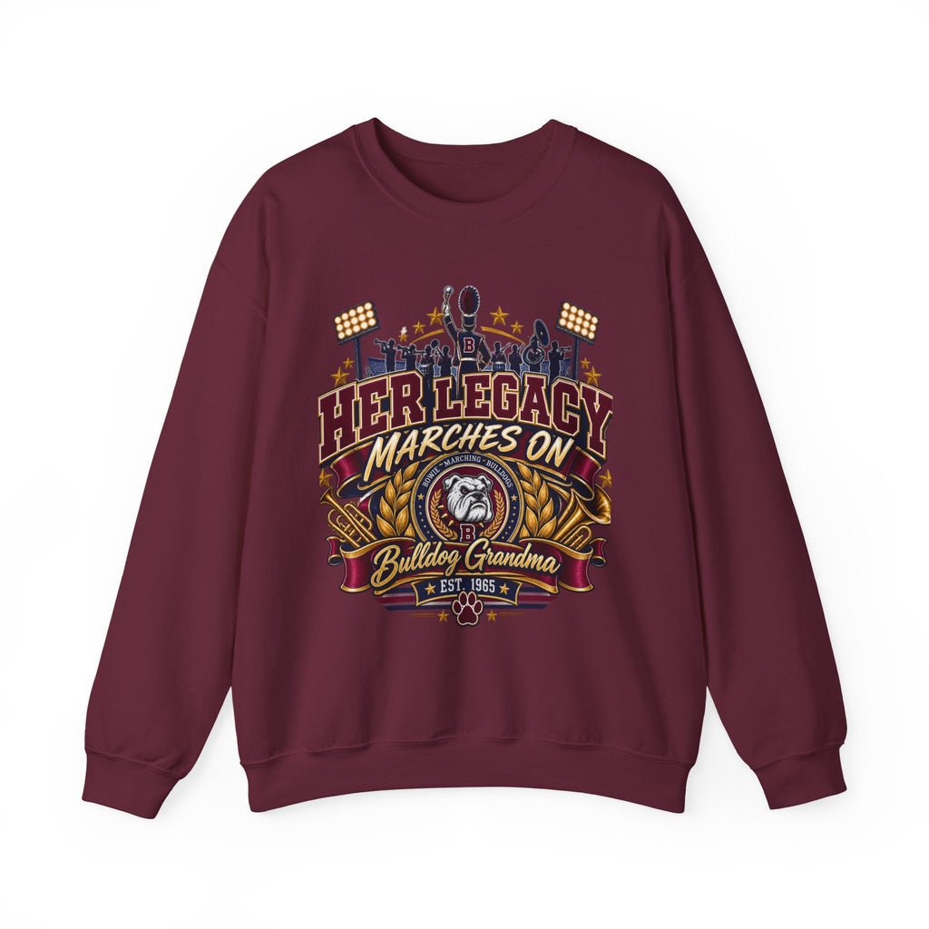 Her Legacy Marches On Bulldog Grandma Sweatshirt