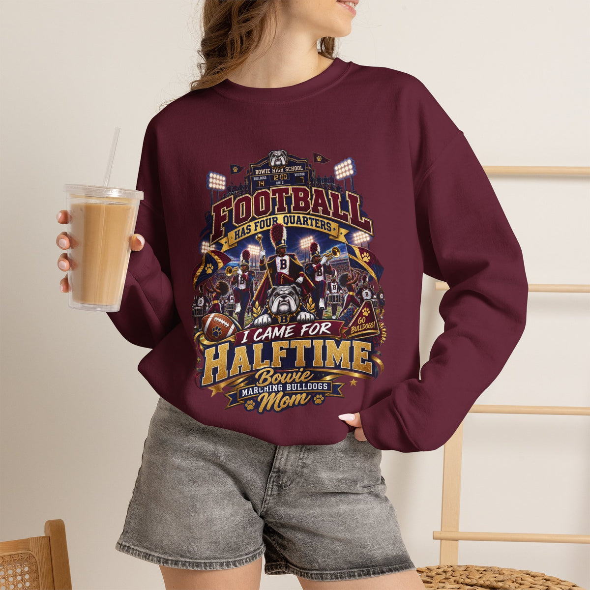 Football Halftime Crewneck Sweatshirt — "I Came For Halftime" Game Day Pullover