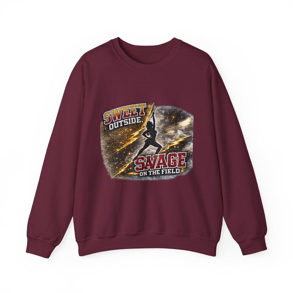 Football Player Graphic Sweatshirt — "Sweet Outside, Savage on the Field"