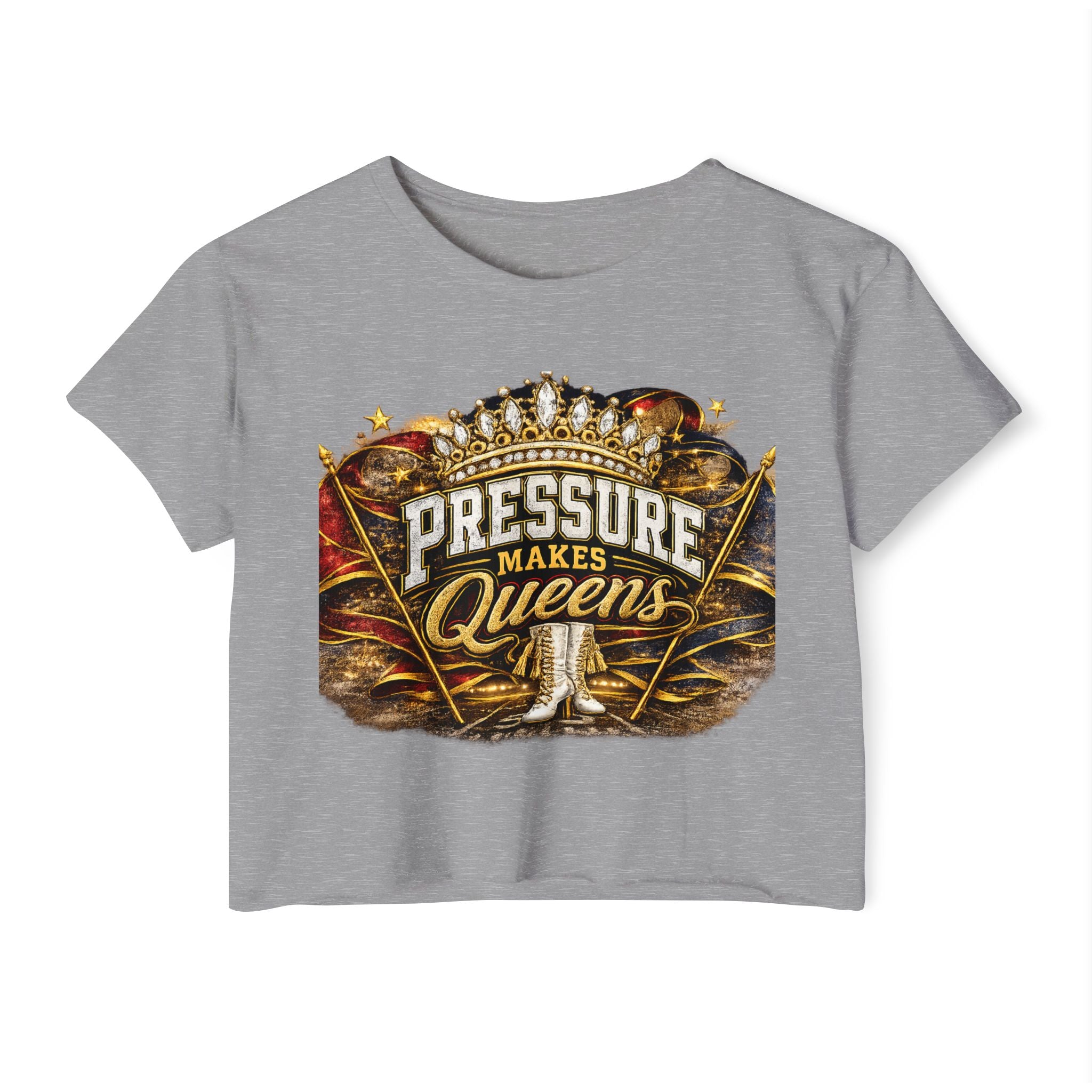 Pressure Makes Queens Crop Top — Empowering Festival Tee for Women