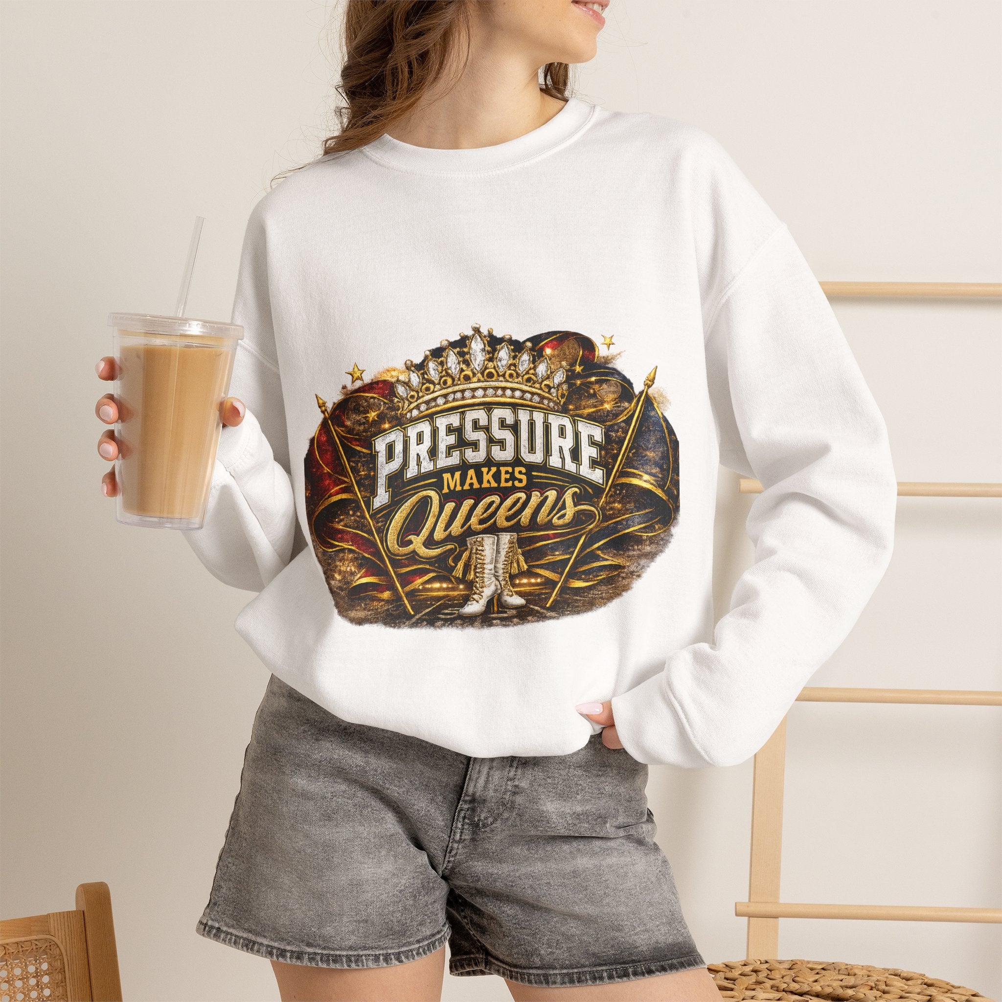 Pressure Makes Queens Sweatshirt — Empowering Motivational Crewneck