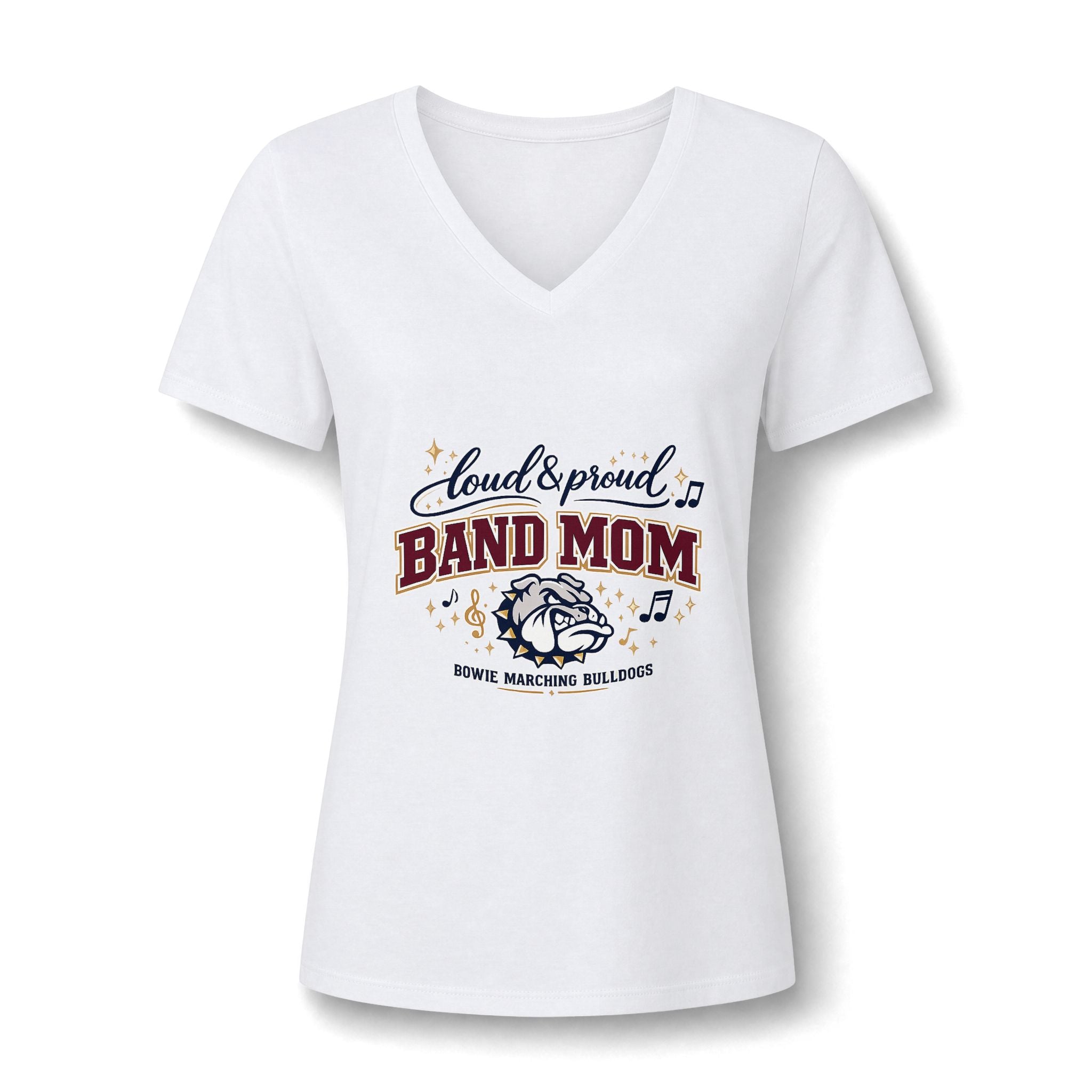 Bowie Bulldogs Band Mom V-Neck T-Shirt