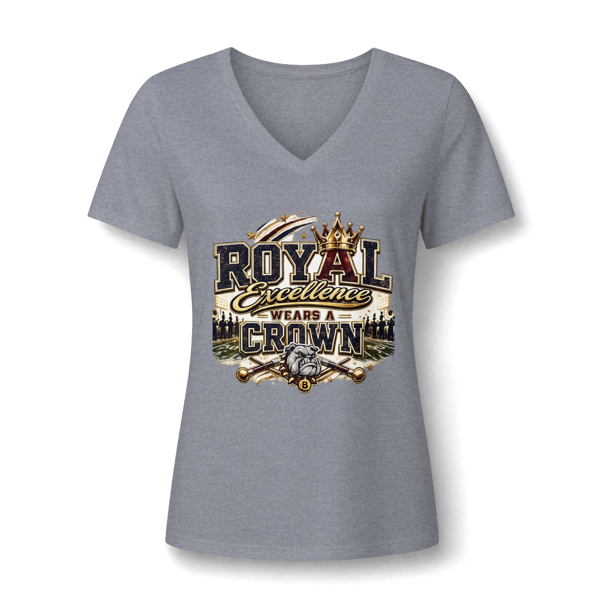 Women's 'Royal Excellence Wears a Crown' V-Neck Tee