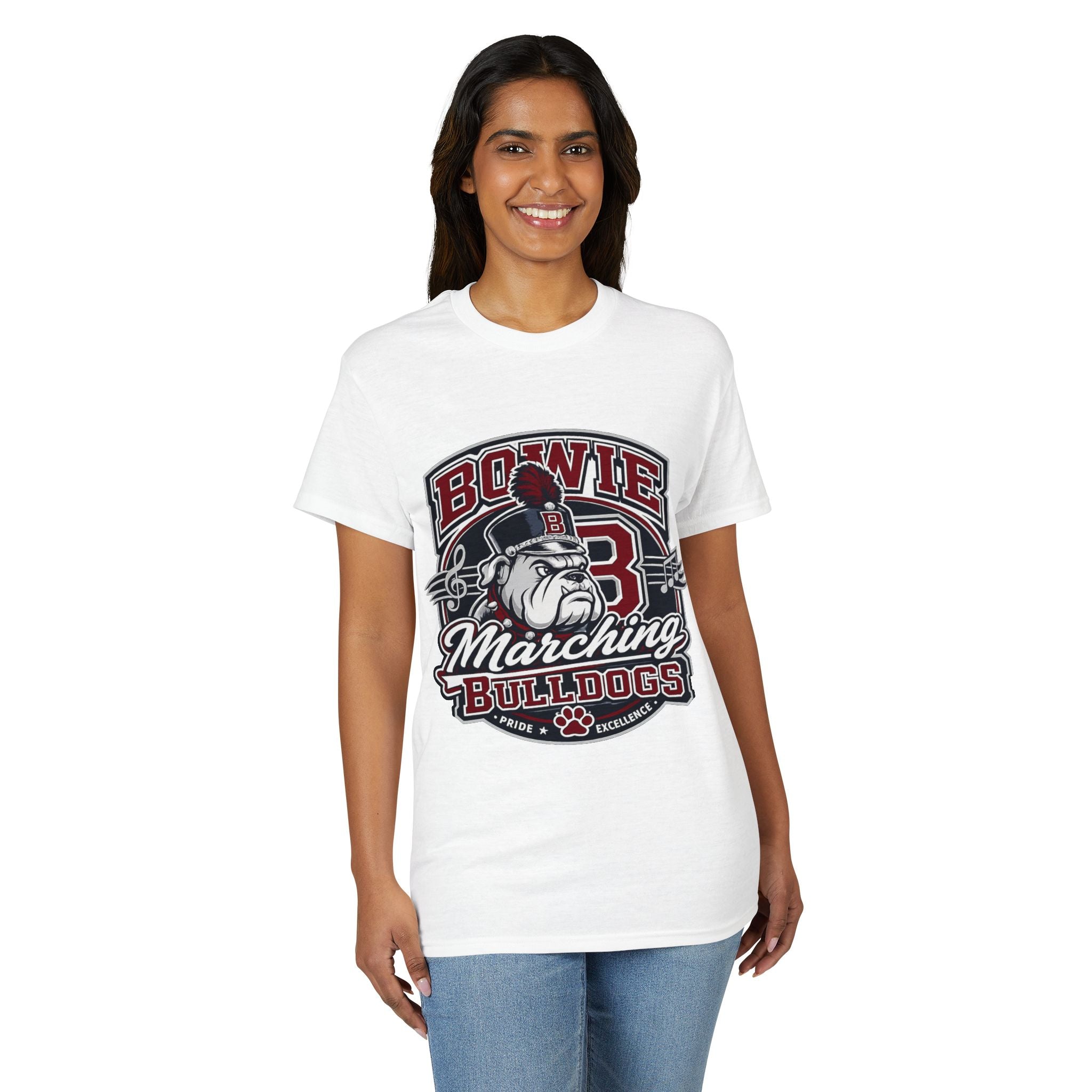 Bowie Bulldogs Marching Band T-Shirt — Mascot Bulldog Drum Major Design