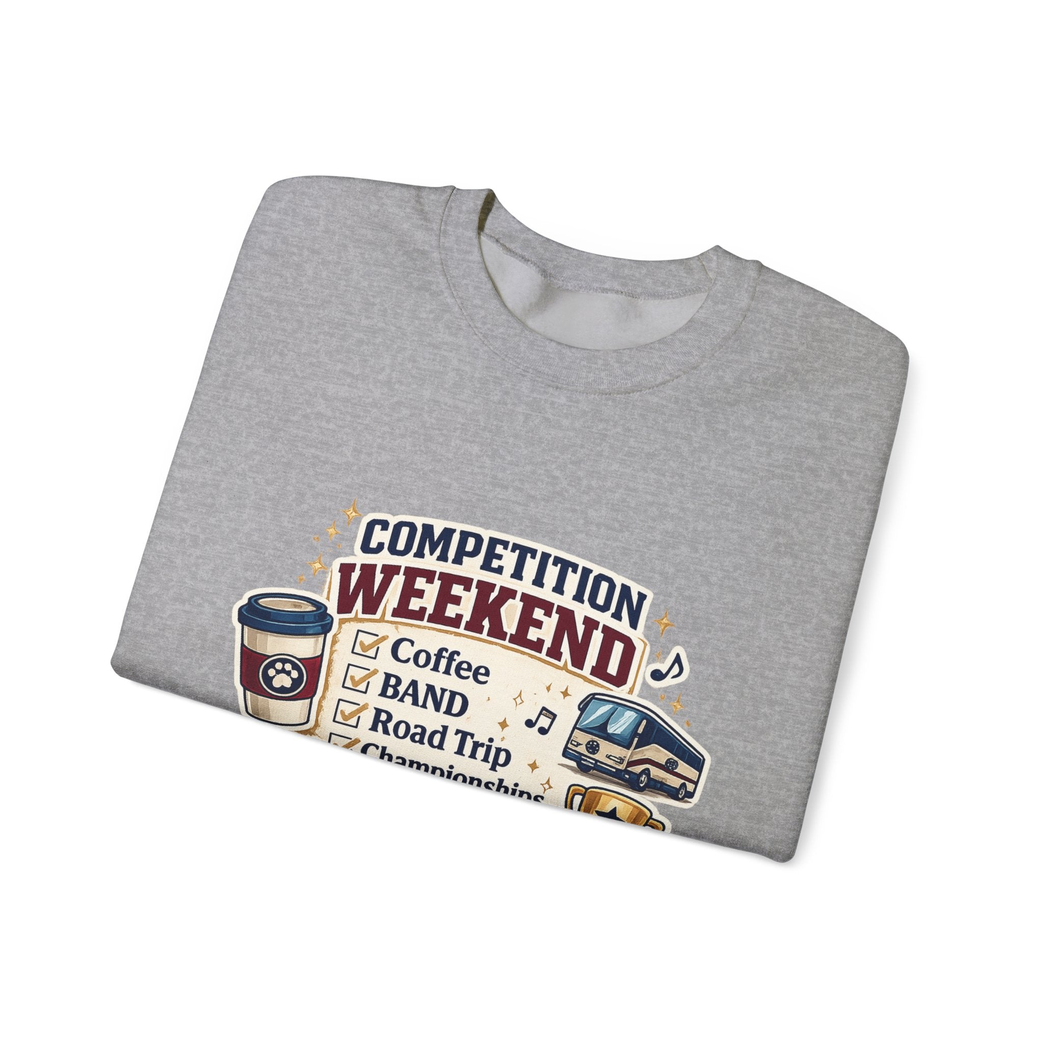 Competition Weekend Crewneck Sweatshirt — Band Road Trip, Coffee & Championships
