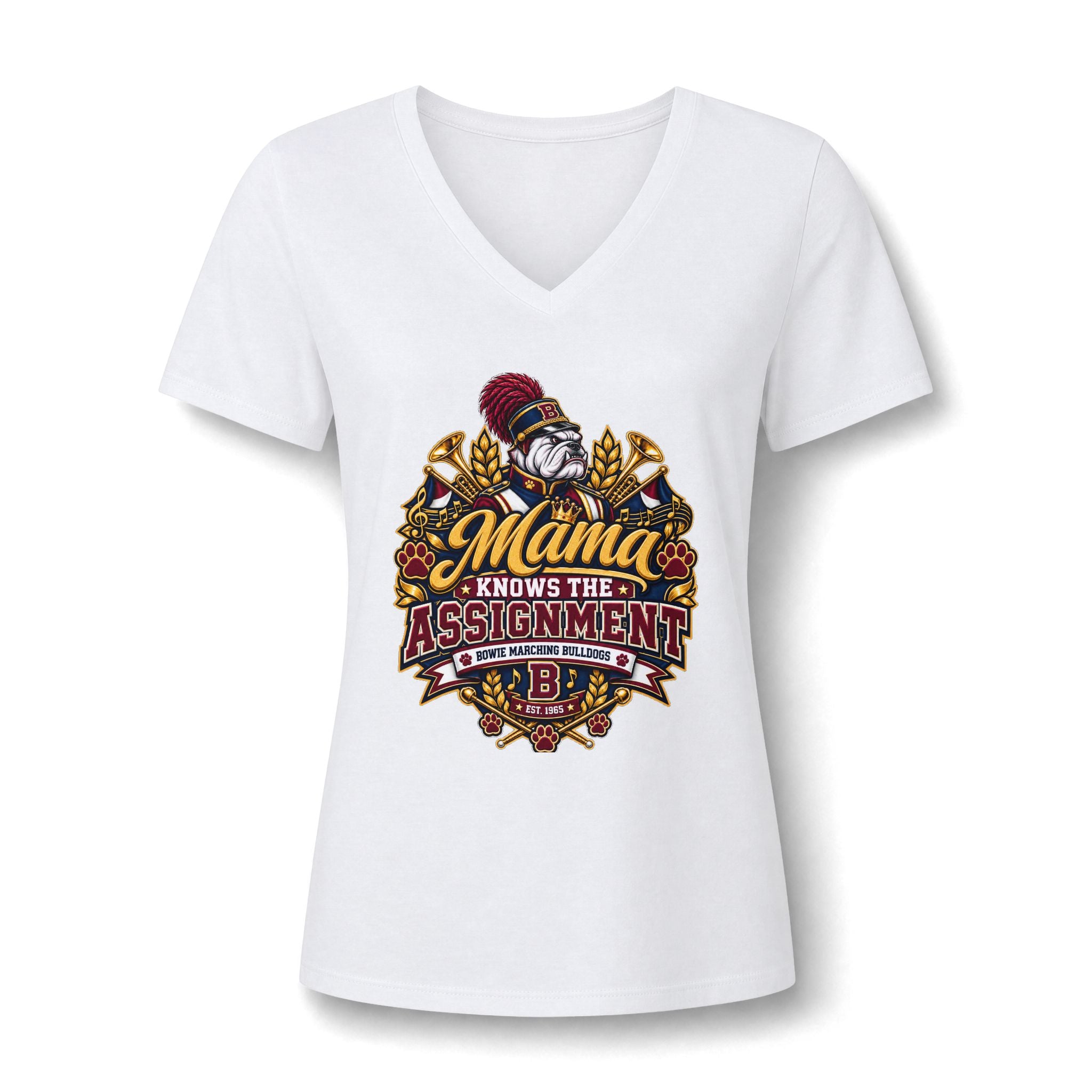 Women's V-Neck Tee — "Mama Knows the Assignment" Graphic Shirt