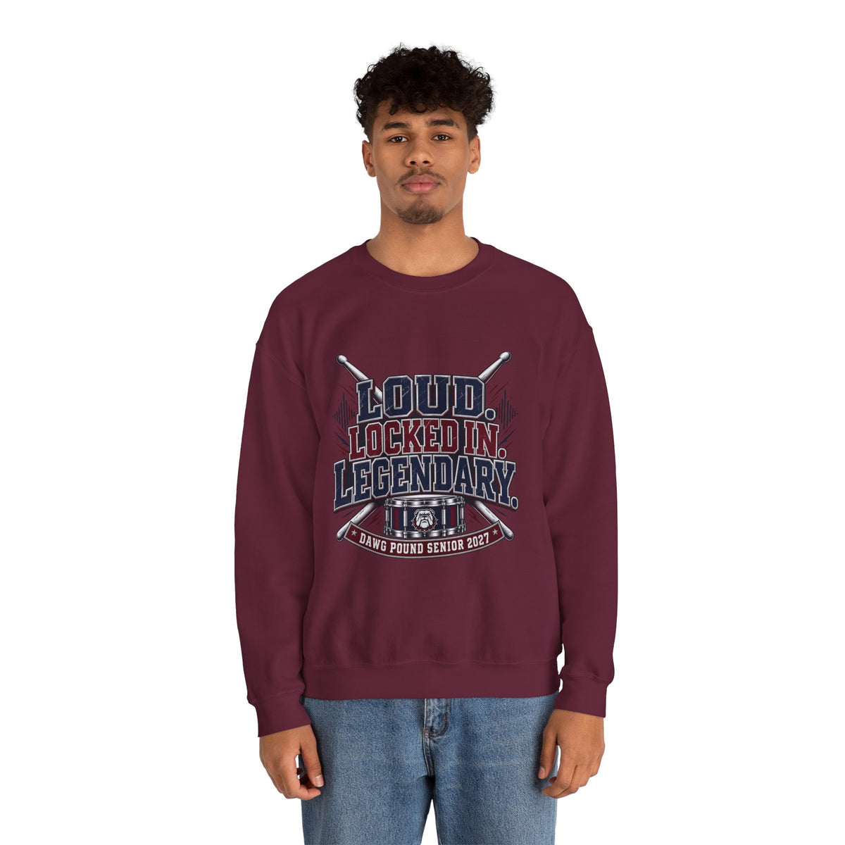 Crewneck Sweatshirt — "Loud Locked In Legendary" Vintage Baseball Senior 2027