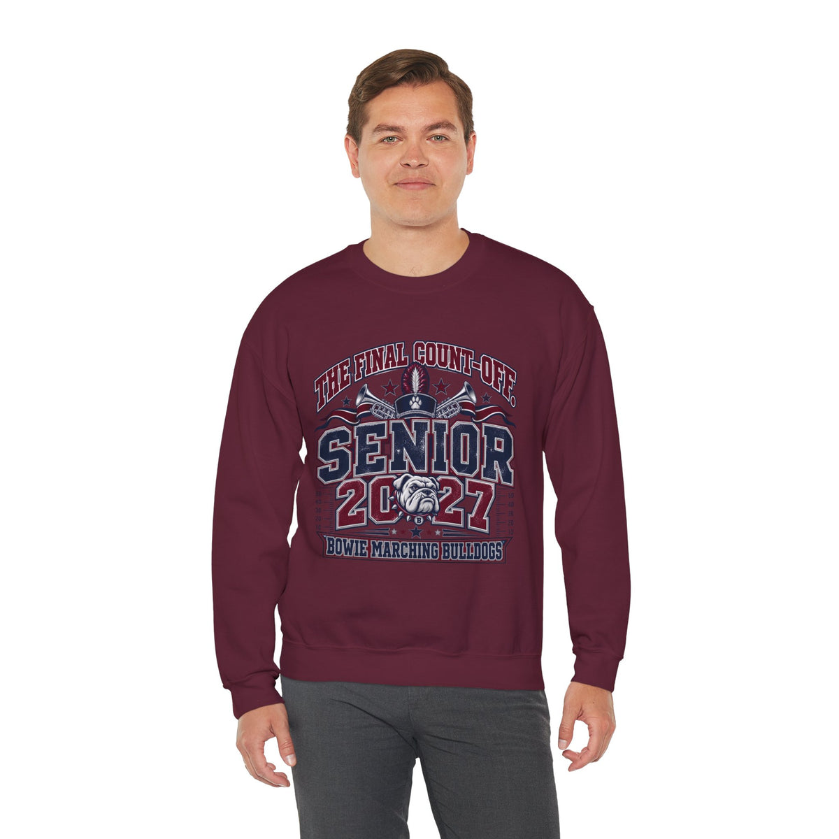 Senior 2027 Crewneck Sweatshirt — "The Final Count-Down" Bowie Marching Bulldogs