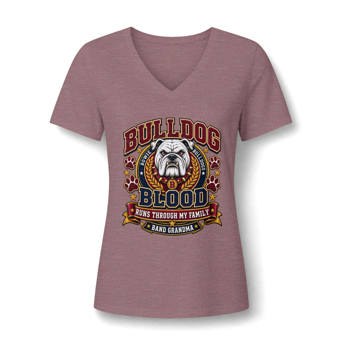 Bulldog Blood V-Neck Tee – Proud Bulldog Grandma Shirt