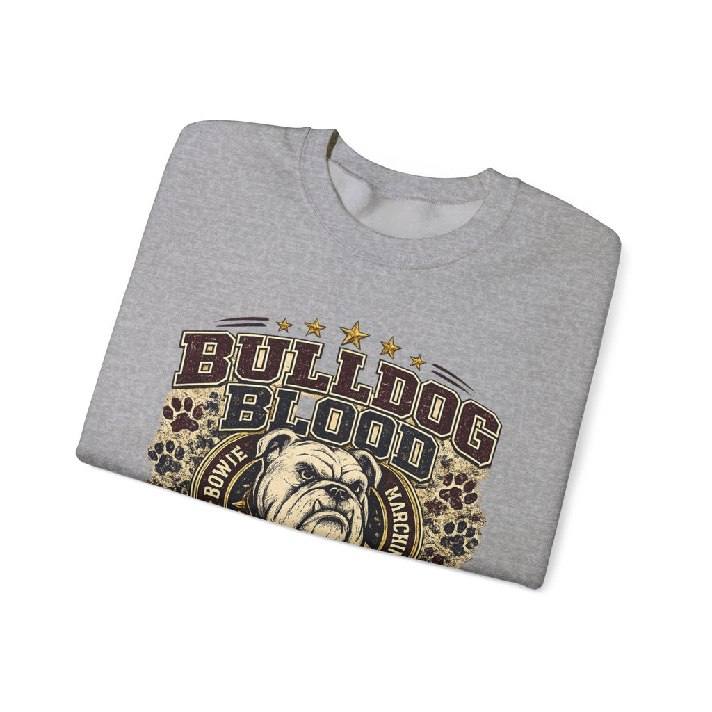 Bulldog Blood Crewneck Sweatshirt — 'Bulldog Blood Runs Through My Family' Vintage Dog Lover Pullover