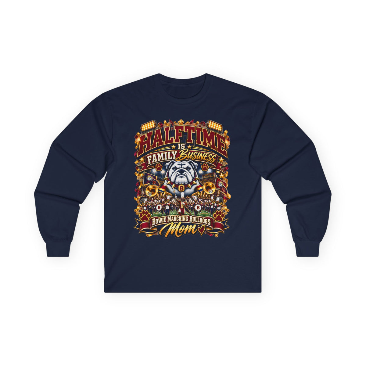Halftime Family Business Long Sleeve Tee — Mom Football Crew Spirit