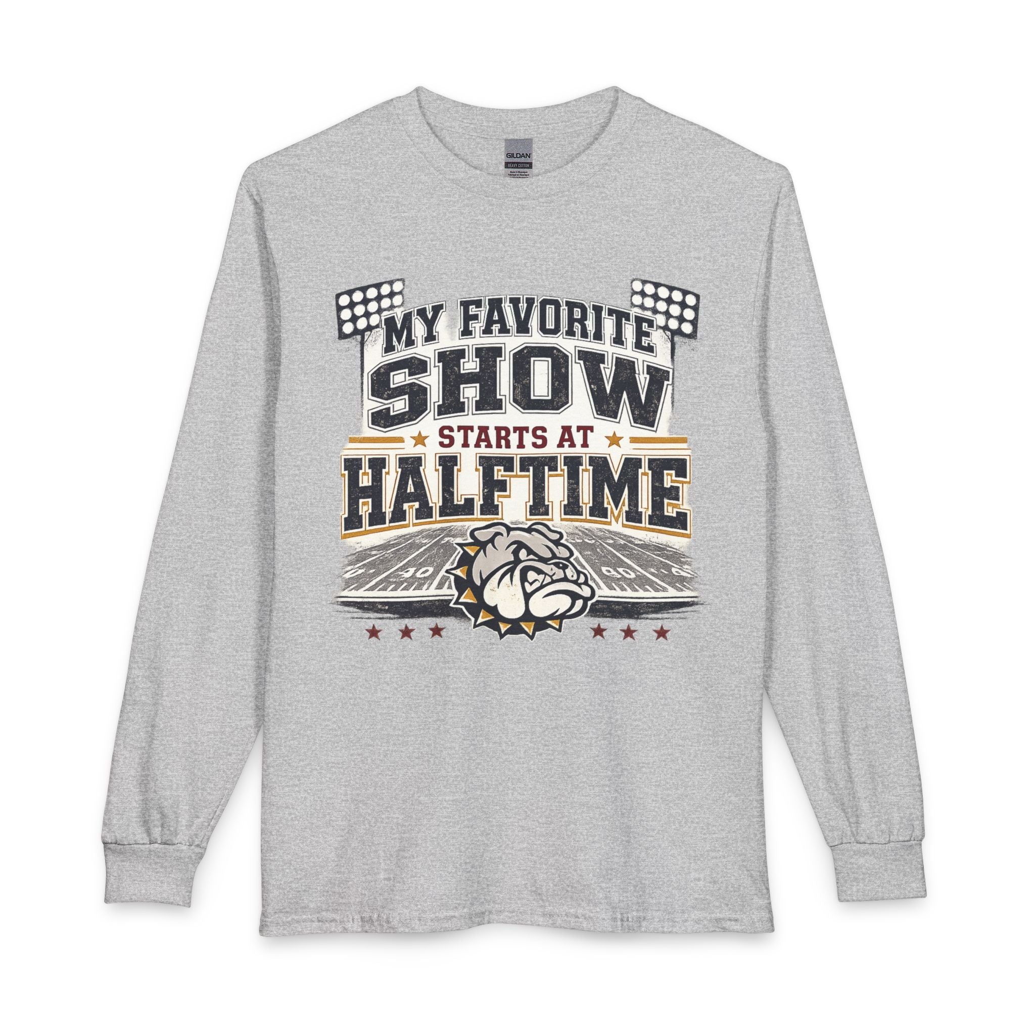 Halftime Show Football Long Sleeve Tee — "My Favorite Show Starts at Halftime"