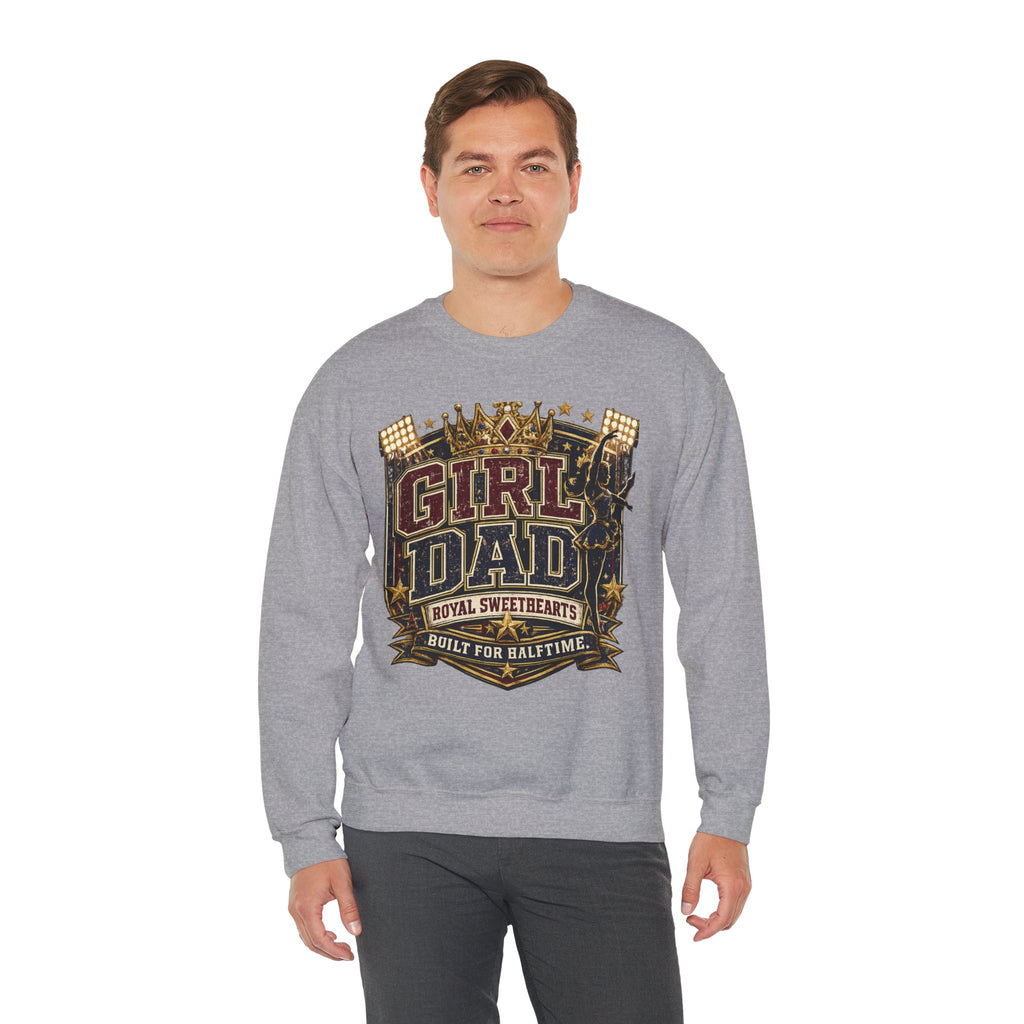 Girl Dad Crewneck Sweatshirt — 'Girl Dad: Royal Sweethearts, Built for Halftime' Vintage Football Design