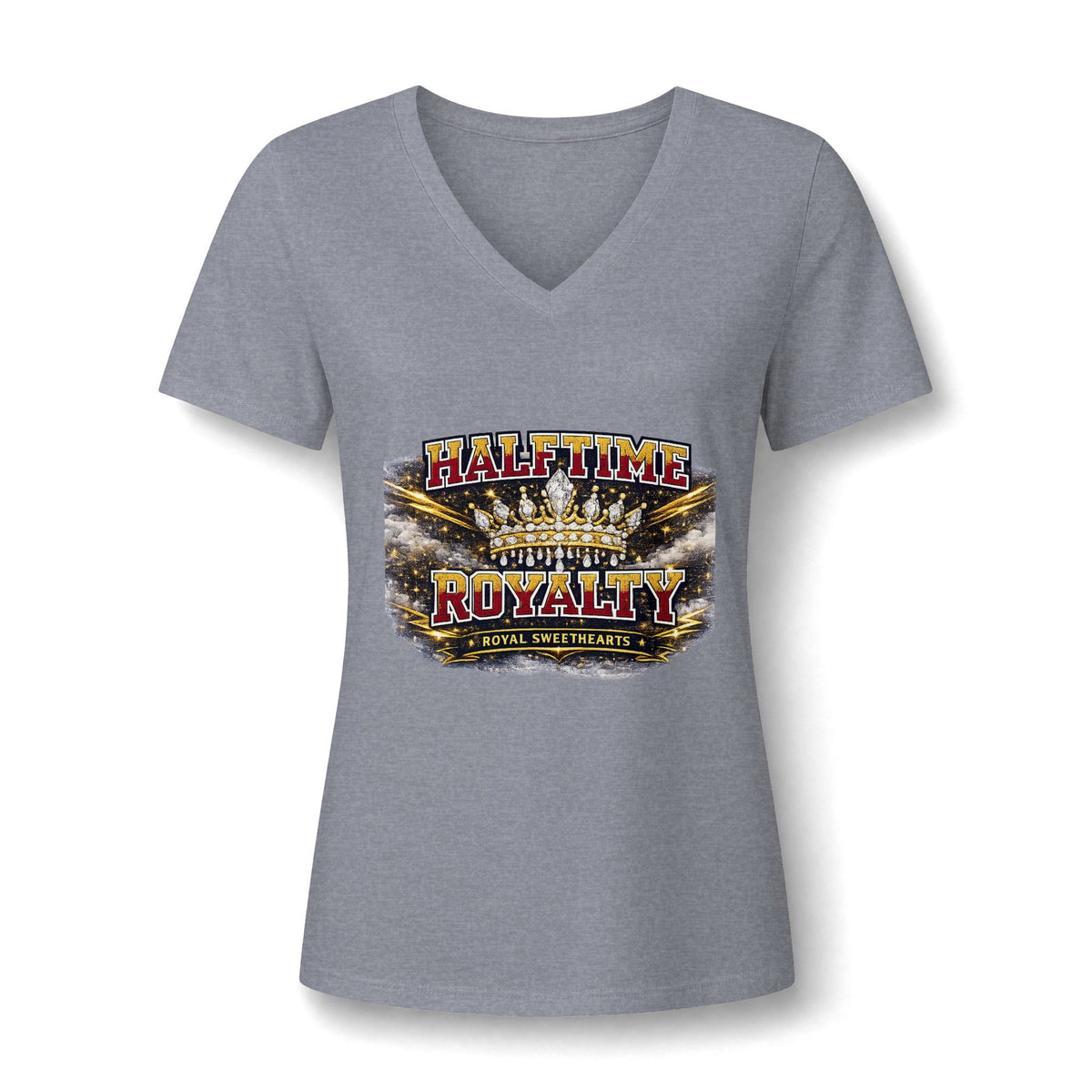 Halftime Royalty V-Neck Tee — Women's Football Game Day Shirt
