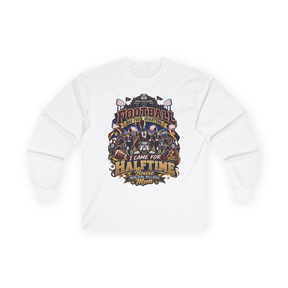 Football Dad Long Sleeve Tee — "I Came for Halftime, Stayed for Mom" Vintage Game Day Shirt
