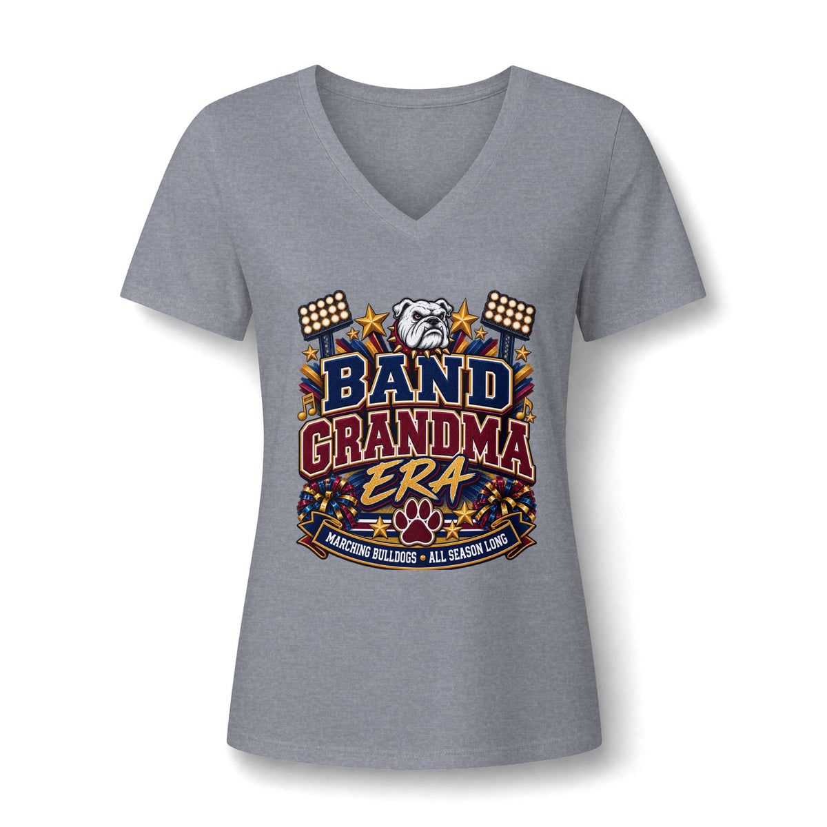 Band Grandma Era V-Neck Tee — Proud Marching Band Grandma Shirt