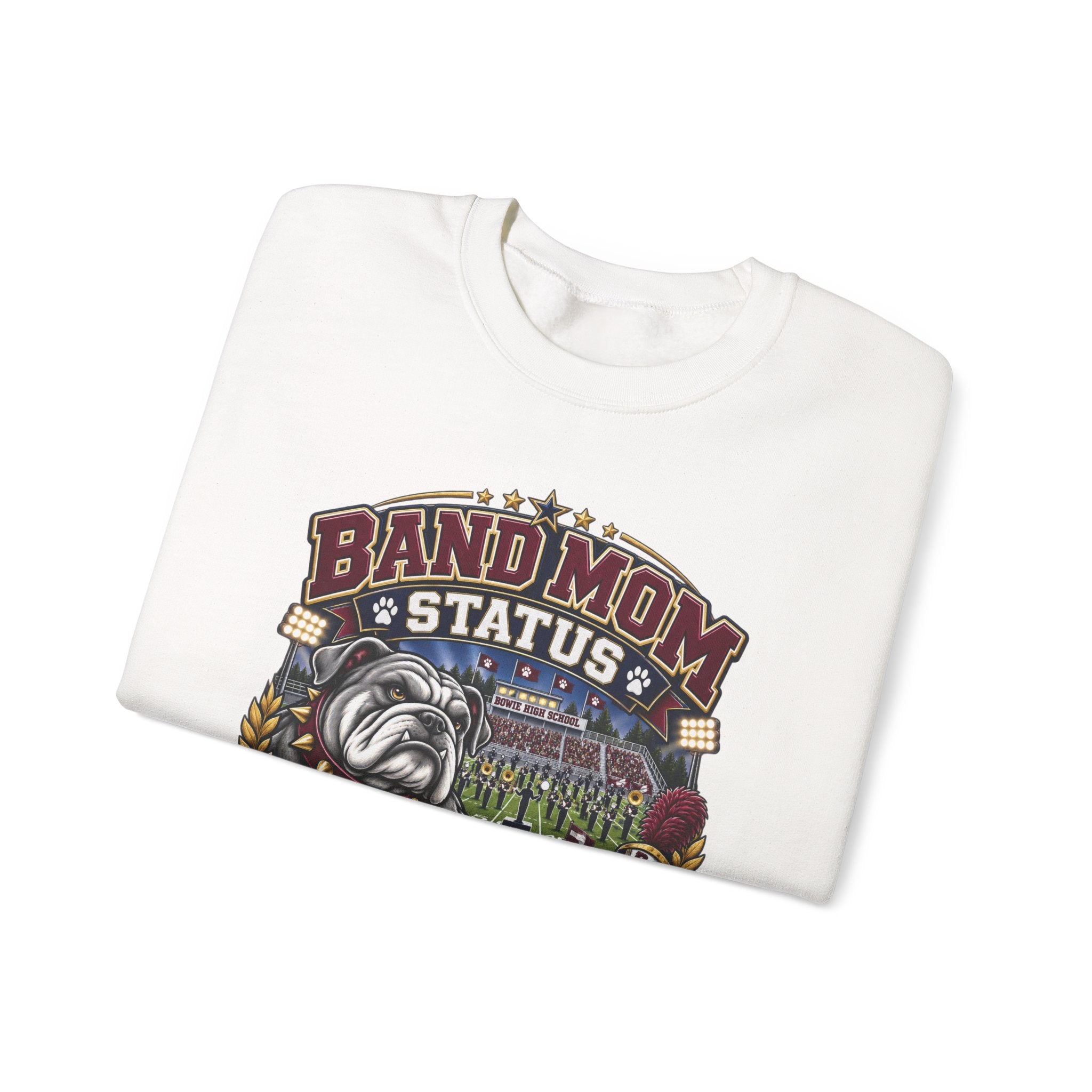 Band Mom Crewneck Sweatshirt — "Band Mom Status: Earned in the Stands" Graphic